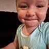 Kal-El joined the competition — help win amazing prizes! baby, blue_shirt, casual_clothing, cheeks, child, close_up, cute, expression, face, graphic_tshirt, happy, head_and_shoulders, indoor, infant, person, portrait, skin, smile, toddler, young_child