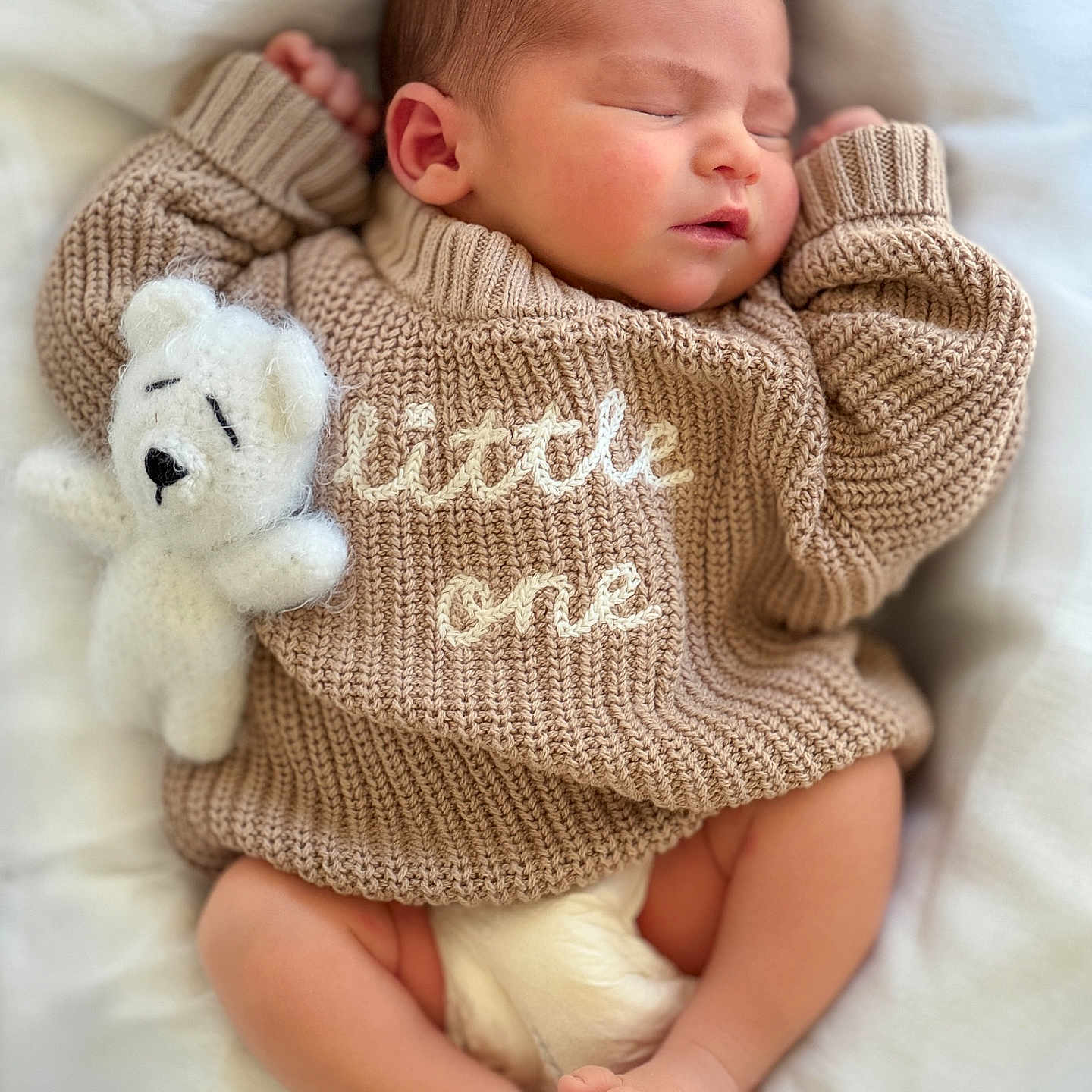 Koray is registered to the contest to win money with this photo: adorable, baby, child, closeup, cozy, cuddly, cute, indoors, infant, knitted_sweater, newborn, peaceful, portrait, relaxing, resting, sleeping, soft_blanket, teddy_bear, tiny_feet, warm