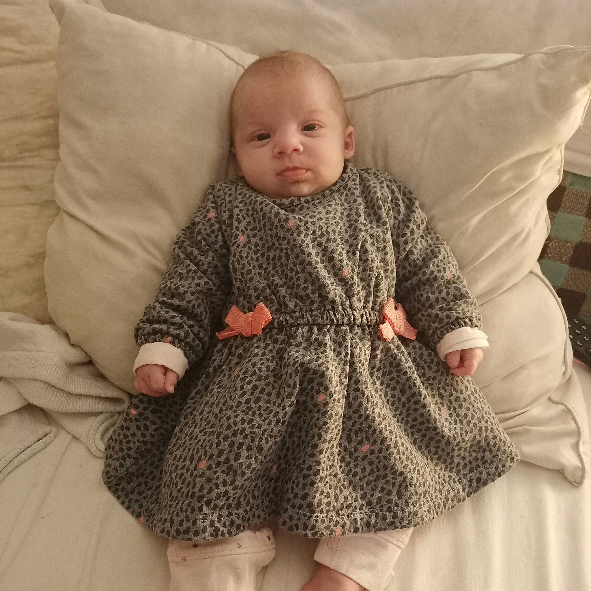 Niji participe au concours pour gagner de l'argent avec cette photo : baby, baby_toddler_clothing, child, comfort, day_dress, dress, embellishment, face, head, headgear, human_body, iris, neck, one_piece_garment, outerwear, person, skin, sleeve, textile, toddler