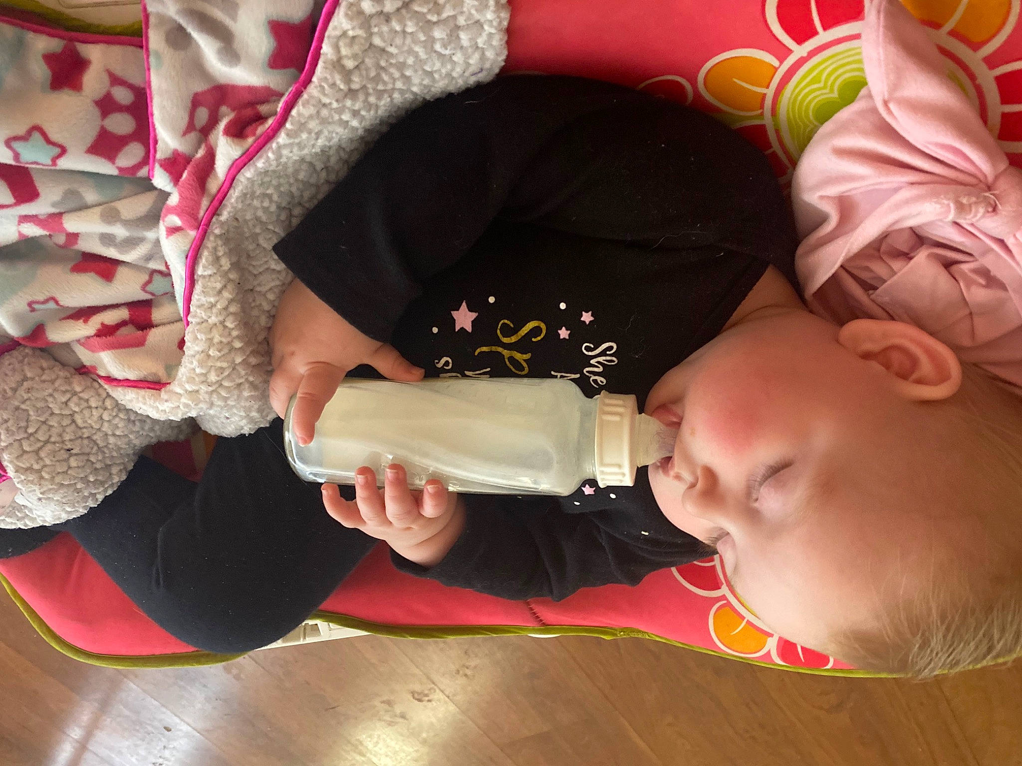 Sophie joined the competition — help win amazing prizes! arm, baby, baby_toddler_clothing, child, comfort, finger, flooring, hand, happy, headgear, mouth, nail, neck, person, pink, skin, sleeve, textile, thigh, toddler