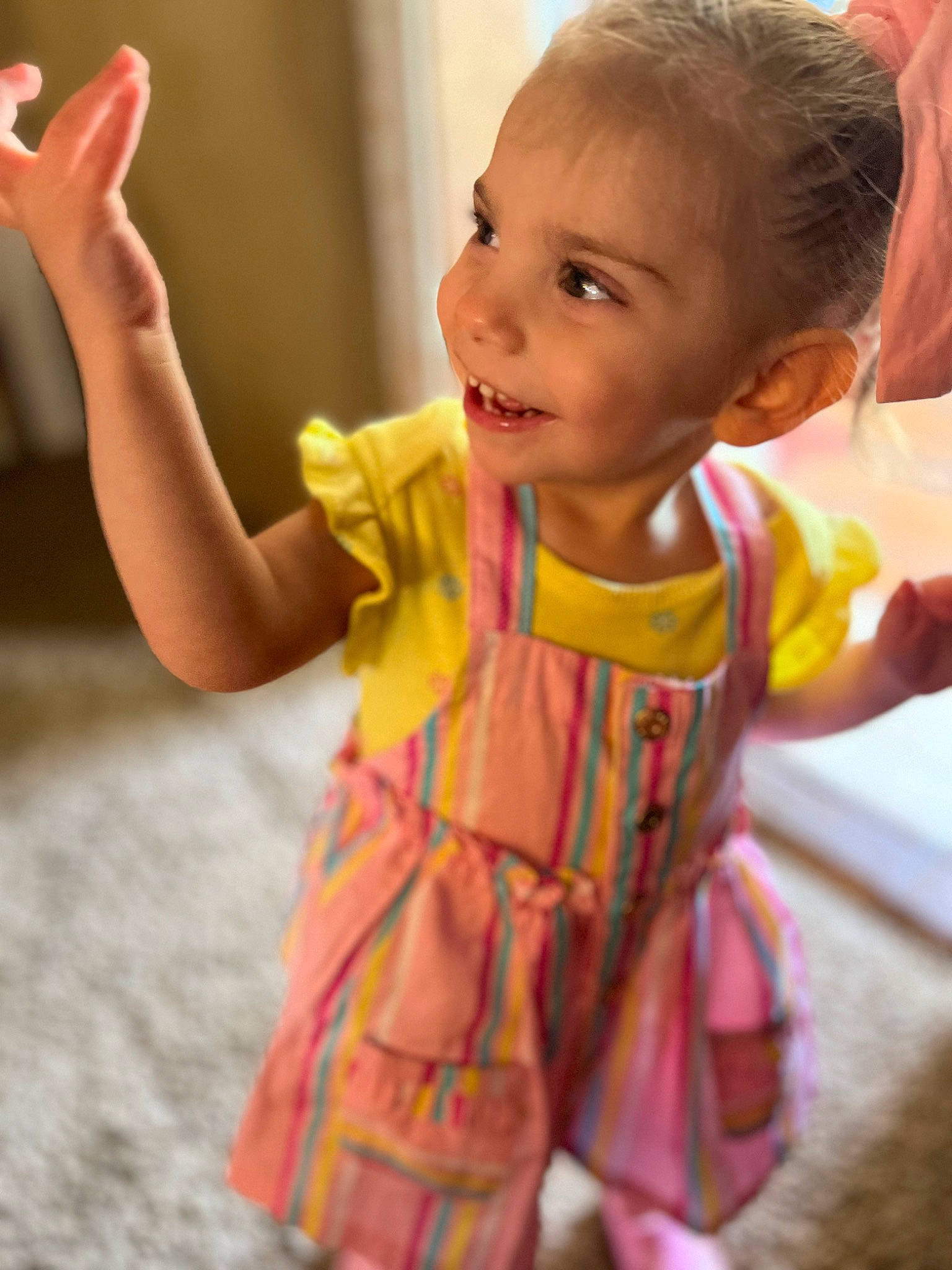 Kaykay joined the competition — help win amazing prizes! baby, baby_toddler_clothing, beauty, child, dress, event, fun, gesture, hand, happy, leisure, magenta, neck, pattern, person, pink, skin, sleeve, smile, thumb