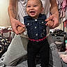 Zariya joined the competition — help win amazing prizes! baby, child, smiling, happy, portrait, indoor, bedroom, adult, parent, holding, denim, outfit, black_pants, white_socks, clothing, wardrobe, bed, home, tattoo, family