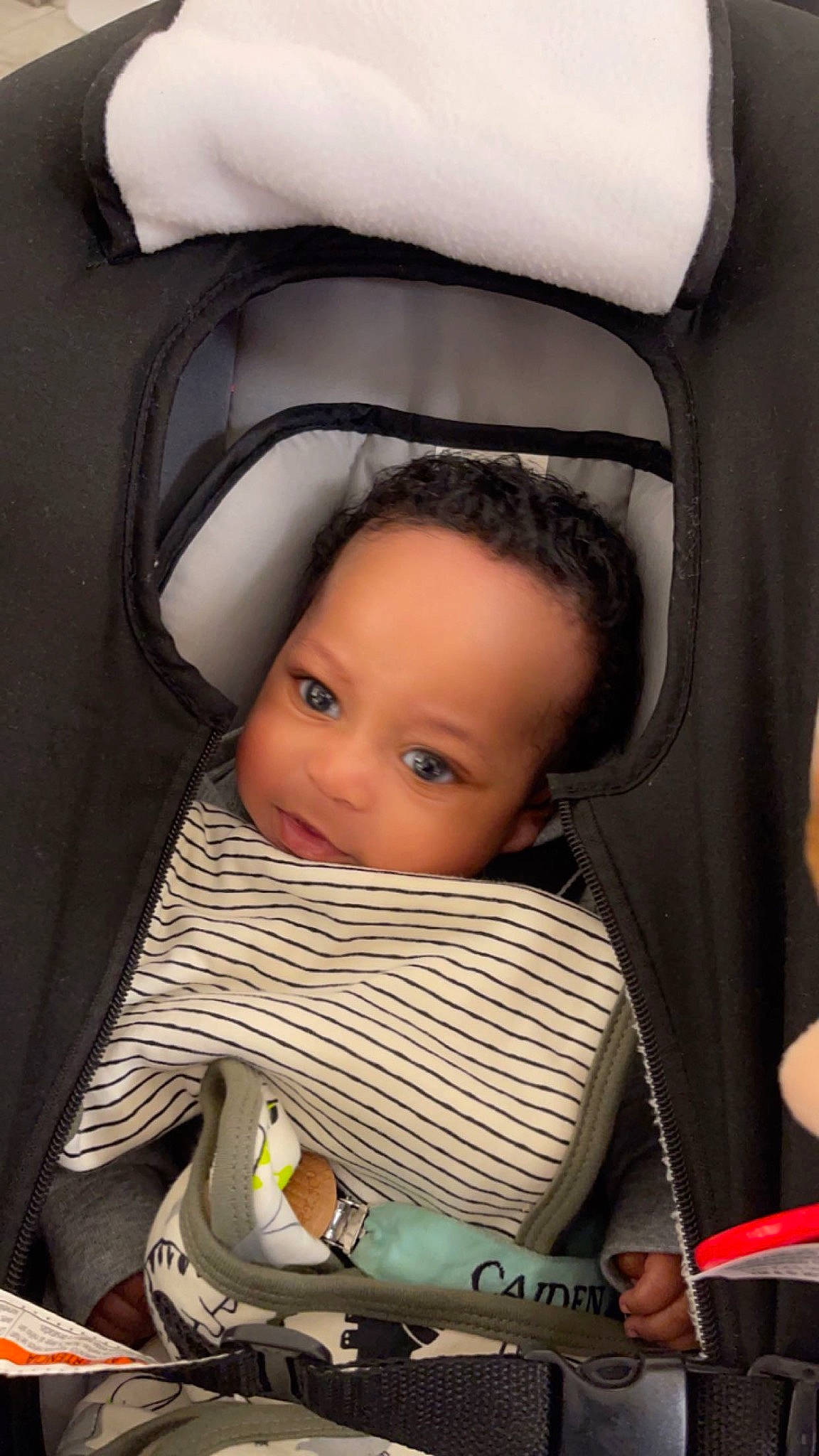 Caiden joined the competition — help win amazing prizes! auto_part, baby, baby_carriage, baby_products, baby_safety, baby_toddler_clothing, car_seat, cheek, child, comfort, eyebrow, fun, person, sitting, toddler