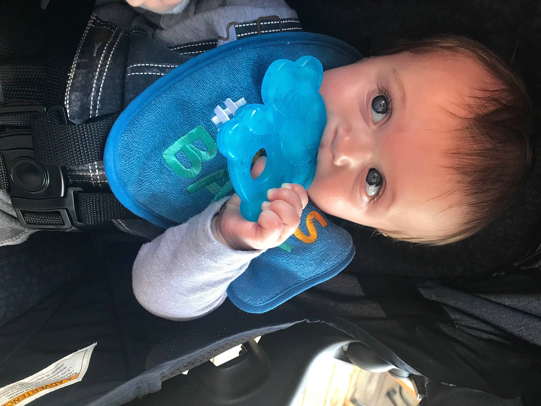 Braylin joined the competition — help win amazing prizes! baby, baby_carriage, baby_products, baby_toddler_clothing, blue, car_seat, cheek, child, comfort, drinkware, electric_blue, eyelash, finger, mouth, nail, nose, person, sitting, skin, thumb