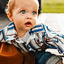 baby, toddler, child, face, eyes, curious, expression, shirt, striped_shirt, denim, jeans, cowboy_hat, hat, outdoor, blurred_background, footwear, boots, candid, portrait, person