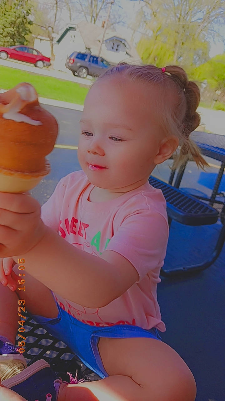 Serenity joined the competition — help win amazing prizes! baby_toddler_clothing, child, cone, finger, fun, happy, human_body, leisure, person, pink, product, recreation, skin, smile, soft_serve_ice_creams, summer, thigh, thumb, toddler, trunk