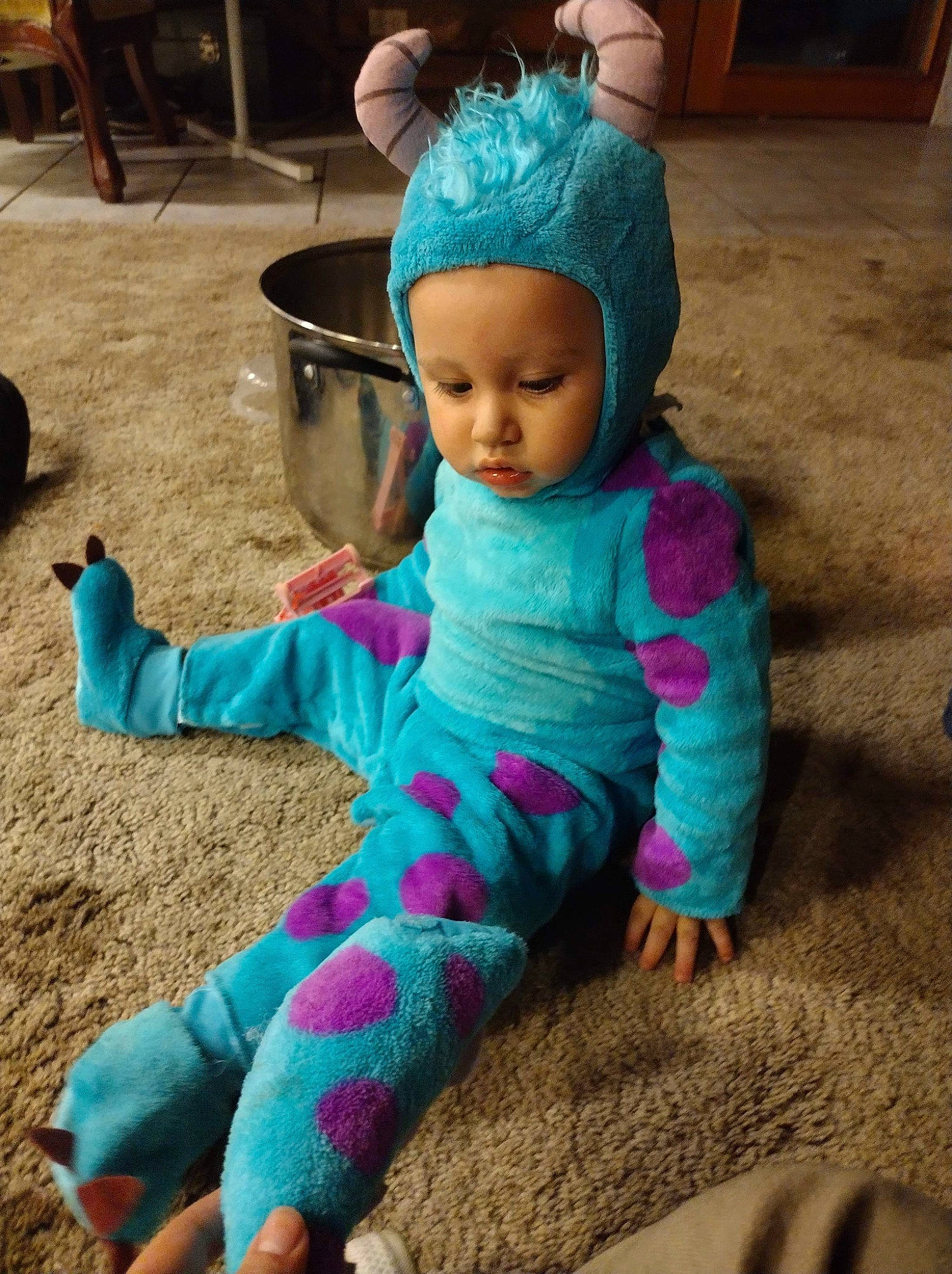 Mateo joined the competition — help win amazing prizes! baby, baby_toddler_clothing, beanie, cap, child, electric_blue, fashion_accessory, flooring, fun, fur, grass, happy, headwear, knit_cap, magenta, person, pink, play, sitting, sleeve