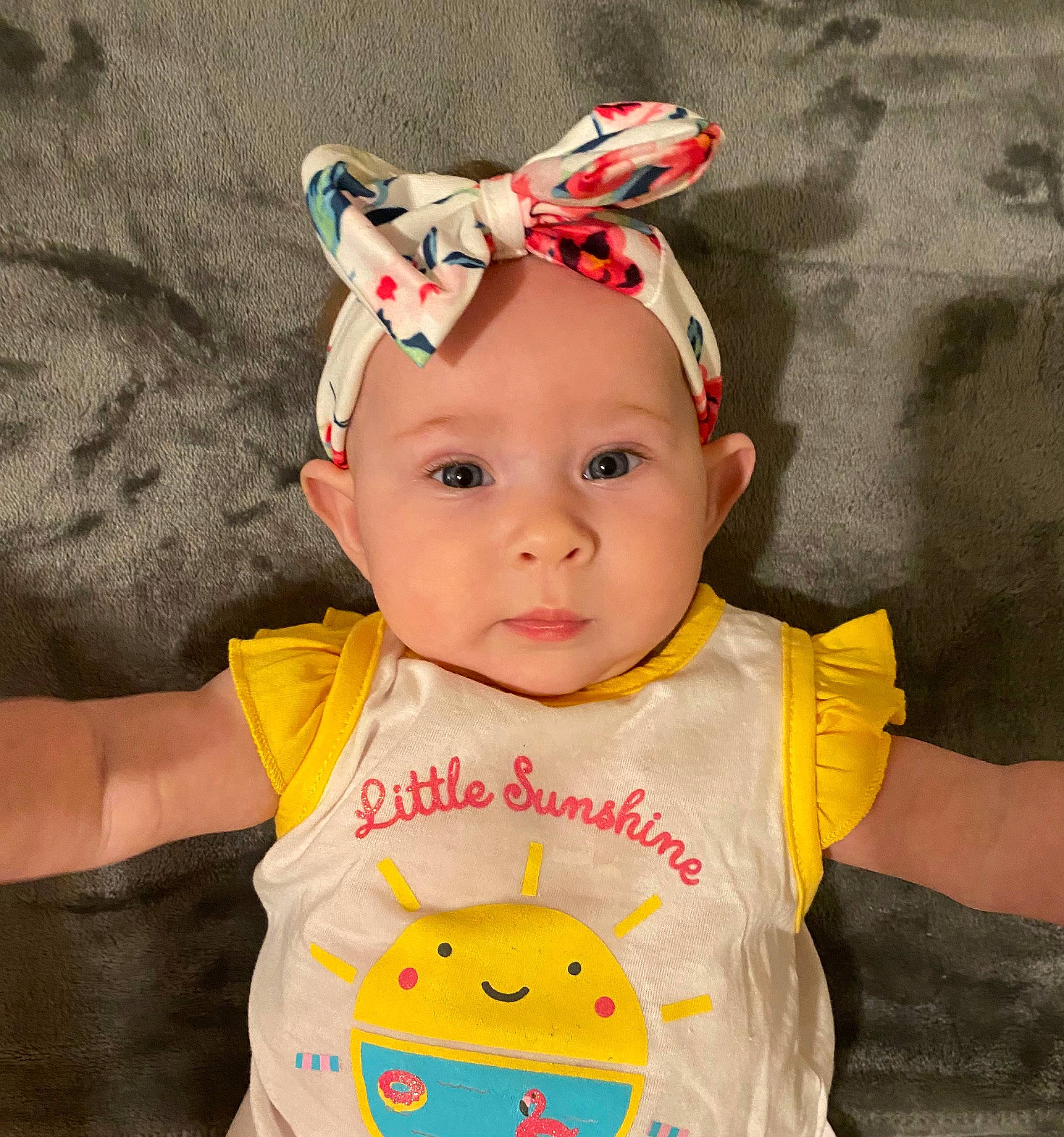 Raelynn is registered to the contest to win money with this photo: baby, baby_toddler_clothing, cap, cheek, child, chin, costume_hat, eye, eyelash, face, happy, head, headband, headgear, headwear, lip, neck, nose, person, sleeve