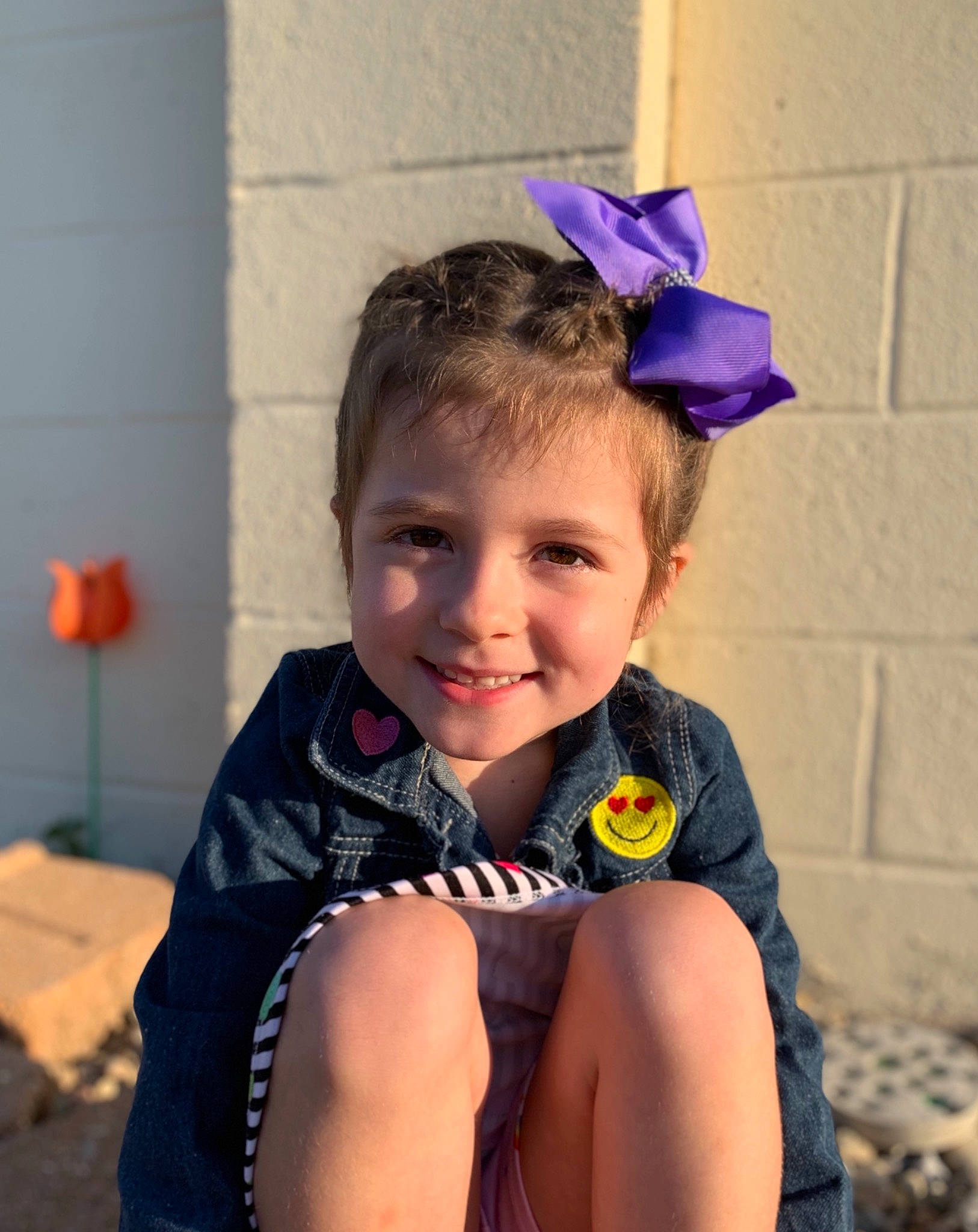Constance joined the competition — help win amazing prizes! baby_toddler_clothing, child, costume_accessory, ear, fashion_accessory, hair_accessory, headband, headgear, joy, person, purple, smile, toddler, vacation