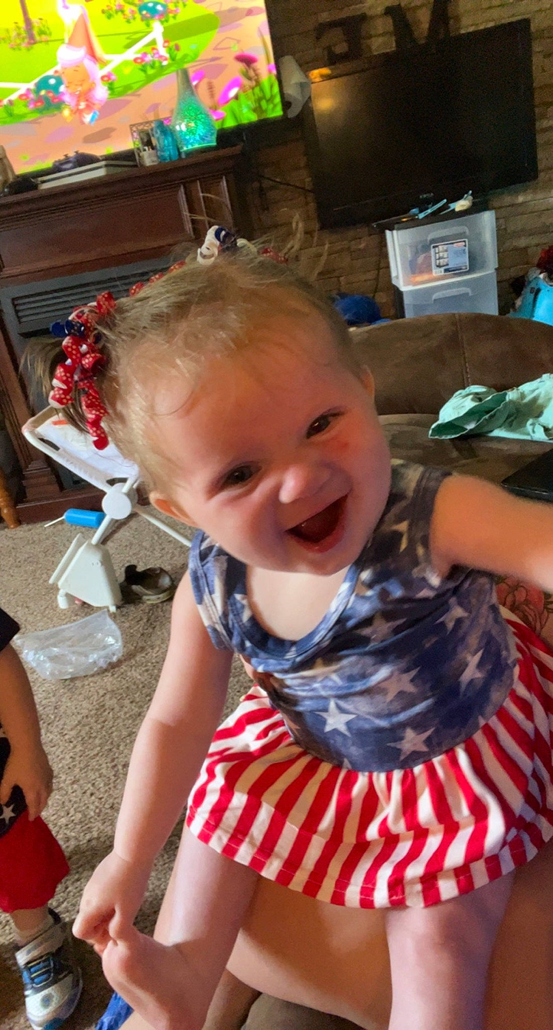 Kaisley is registered to the contest to win money with this photo: baby, baby_toddler_clothing, beauty, child, facial_expression, finger, fun, happy, iris, mammal, mouth, organ, person, product, shorts, skin, smile, standing, summer, toddler