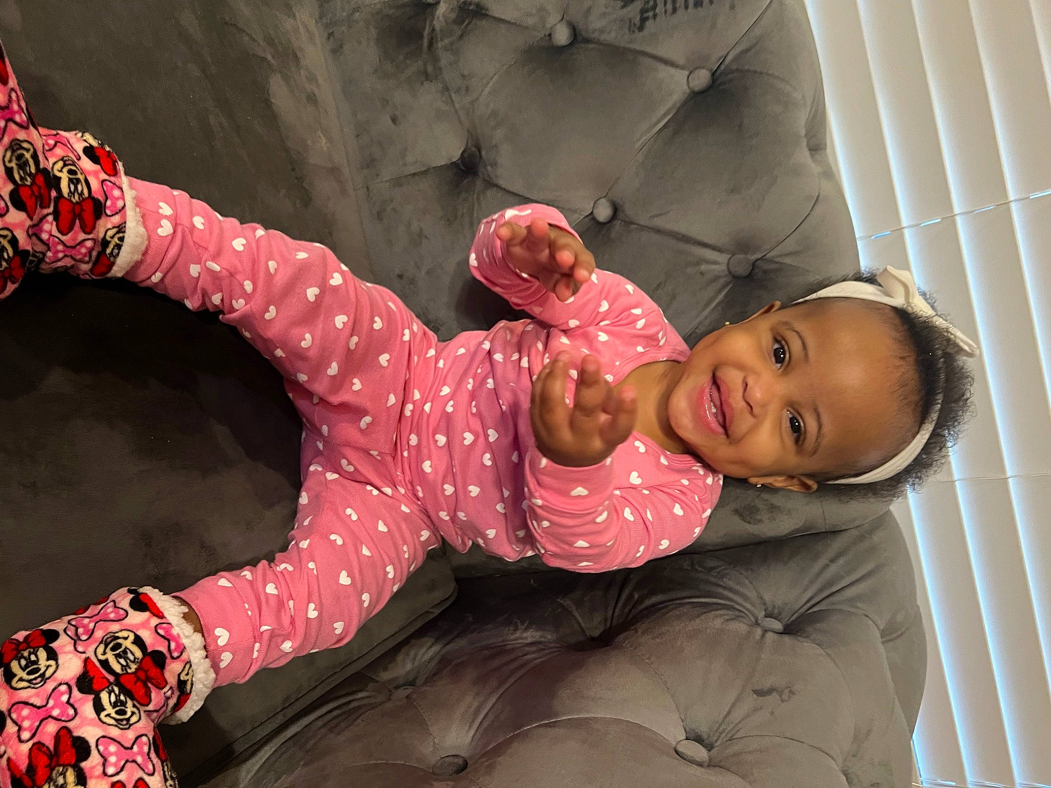 Skyelar joined the competition — help win amazing prizes! baby, baby_toddler_clothing, carmine, child, comfort, event, facial_expression, fun, happy, human_leg, joy, knee, magenta, nightwear, pajamas, pattern, person, pink, sleeve, smile