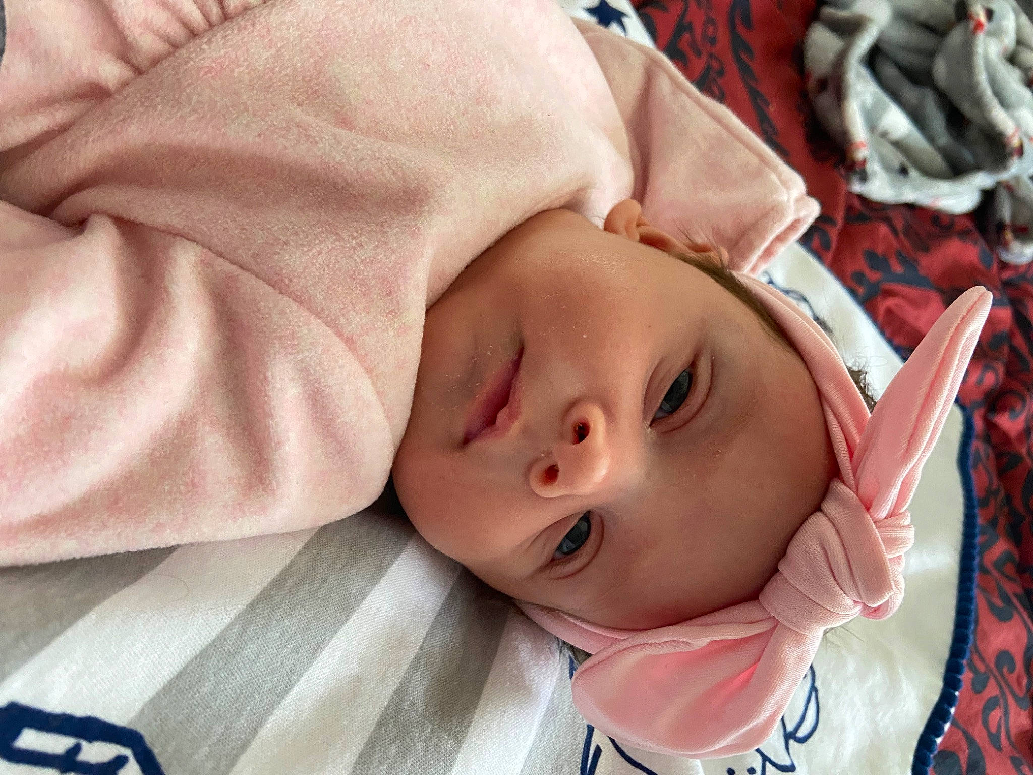 Maisy joined the competition — help win amazing prizes! baby, baby_products, baby_toddler_clothing, carmine, cheek, child, close_up, comfort, ear, eyelash, fashion_accessory, happy, headwear, linens, lip, mouth, nose, person, portrait_photography, skin