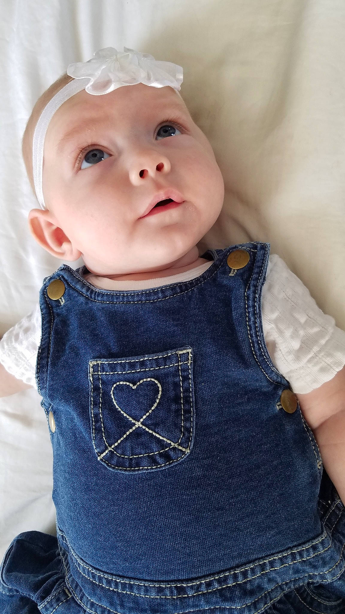 Isabella Rose  joined the competition — help win amazing prizes! baby, baby_products, baby_toddler_clothing, blond, blue, cheek, child, clothing, denim, head, headgear, jeans, lip, outerwear, overall, person, pocket, product, skin, textile