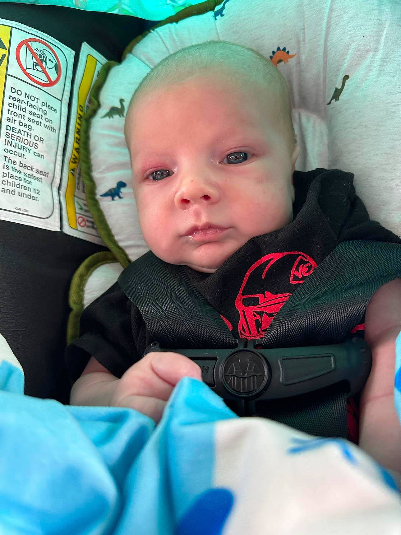 Keenan joined the competition — help win amazing prizes! baby, baby_carriage, baby_in_car_seat, baby_products, baby_toddler_clothing, blue, car_seat, cheek, child, comfort, electric_blue, eye, eyebrow, fashion_accessory, fun, happy, iris, person, sitting, skin