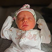 Wrenlee joined the competition — help win amazing prizes! baby, blanket, bodypart, bonnet, cap, clothing, face, finger, hand, hat, head, hood, hoodie, knitwear, newborn, person, photography, portrait, sleeping, sweater