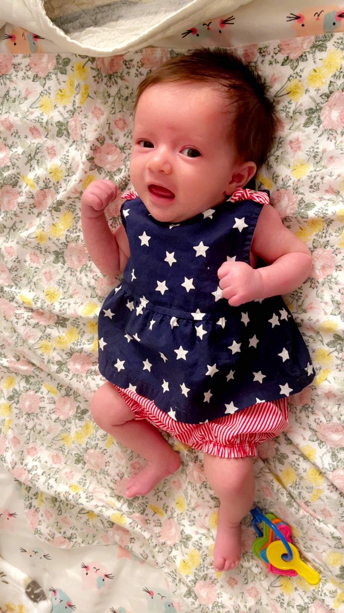 Mackenzie joined the competition — help win amazing prizes! baby, baby_toddler_clothing, beauty, child, collar, day_dress, dress, finger, human_leg, linens, one_piece_garment, pattern, person, pink, product, sitting, skin, sleeve, textile, toddler