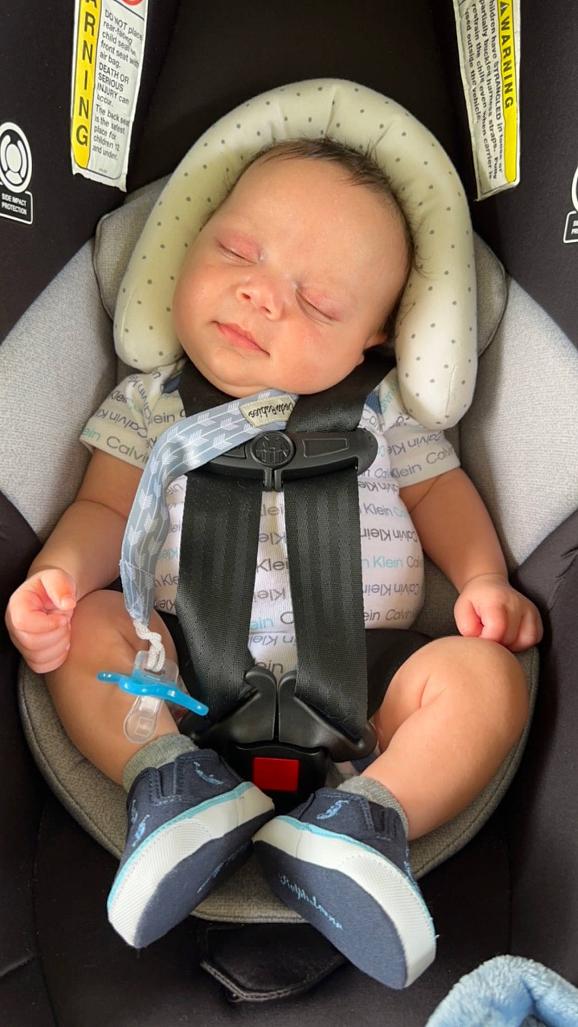 Jayden is registered to the contest to win money with this photo: baby, baby_carriage, baby_in_car_seat, baby_products, baby_safety, baby_toddler_clothing, car_seat, cheek, child, comfort, finger, hand, head, person, product, seat_belt, sitting, skin, thumb, toddler