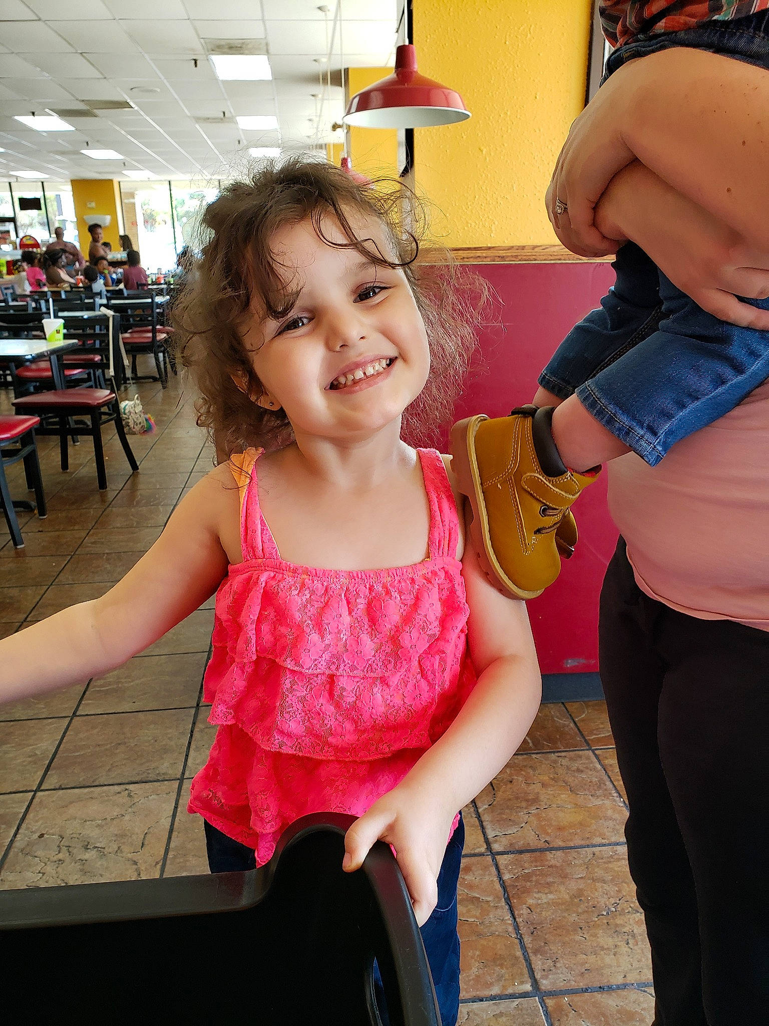 Aleah joined the competition — help win amazing prizes! abdomen, arm, child, daughter, day, facial_expression, fun, girl, happiness, human_body, human_hair_color, joy, leg, person, pink, shoulder, skin, smile, standing, textile