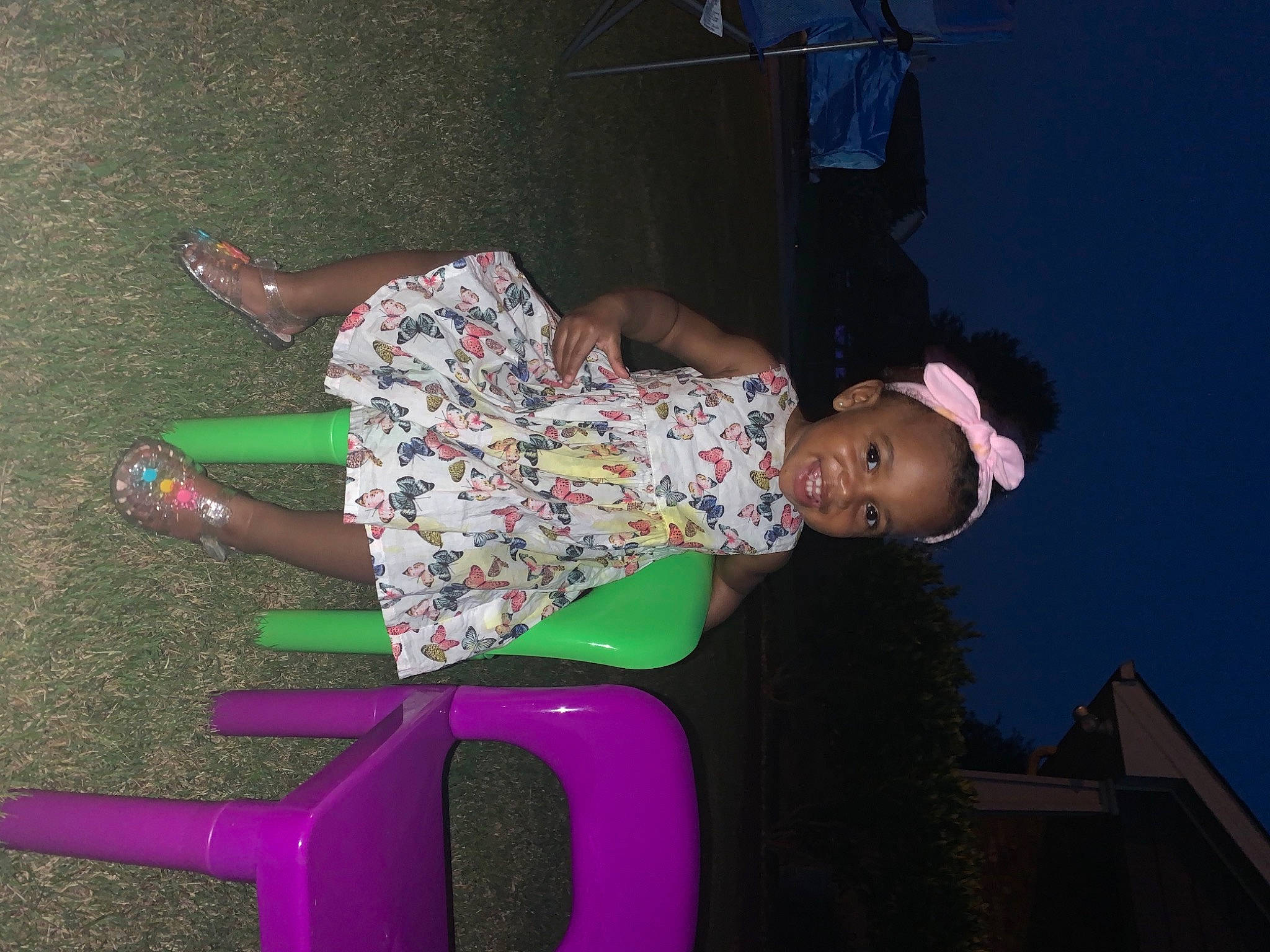 Danielle joined the competition — help win amazing prizes! chair, child, comfort, event, fashion_design, flash_photography, fun, happy, human_leg, joy, knee, leisure, magenta, person, pink, purple, room, sitting, sky, thigh