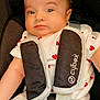 ëlyah participe au concours pour gagner de l'argent avec cette photo : baby, baby_clothes, car_seat, child, clothing, cute, eyes, face, head, indoors, infant, person, portrait, red_hearts, safety, seat, seatbelt, straps, white, young_child