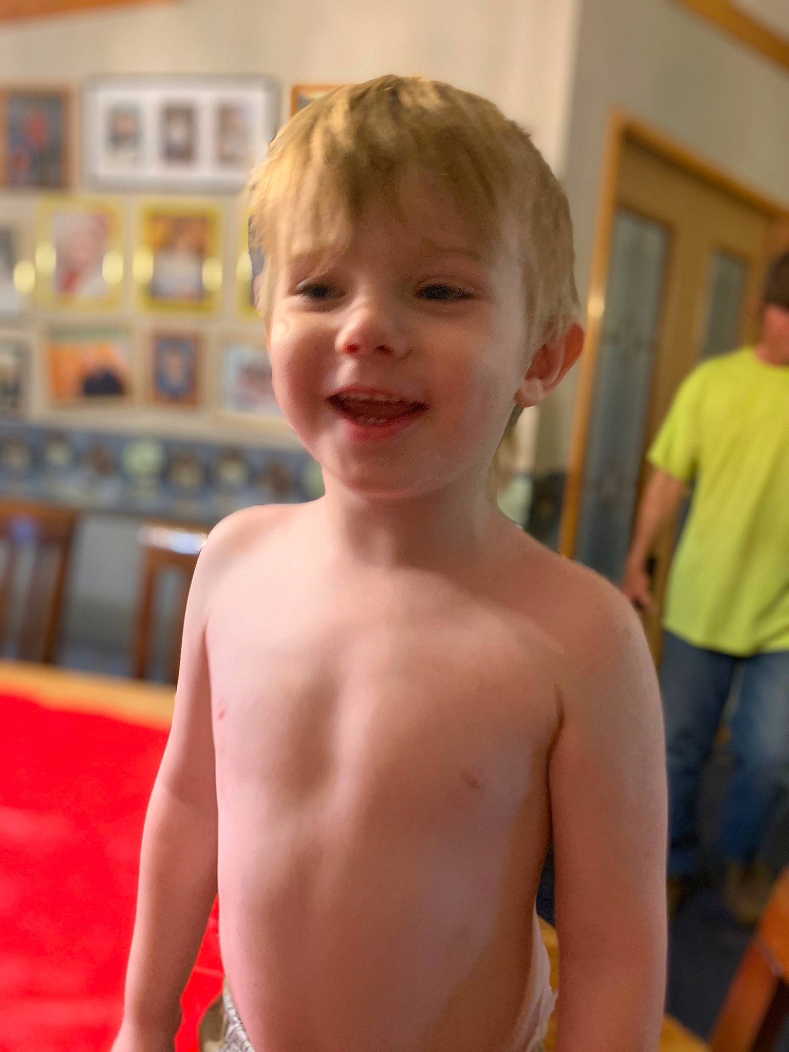 Luke Jr joined the competition — help win amazing prizes! arm, barechested, cheek, chest, child, chin, flooring, fun, happy, joint, joy, leisure, muscle, neck, nose, person, shorts, shoulder, smile, standing