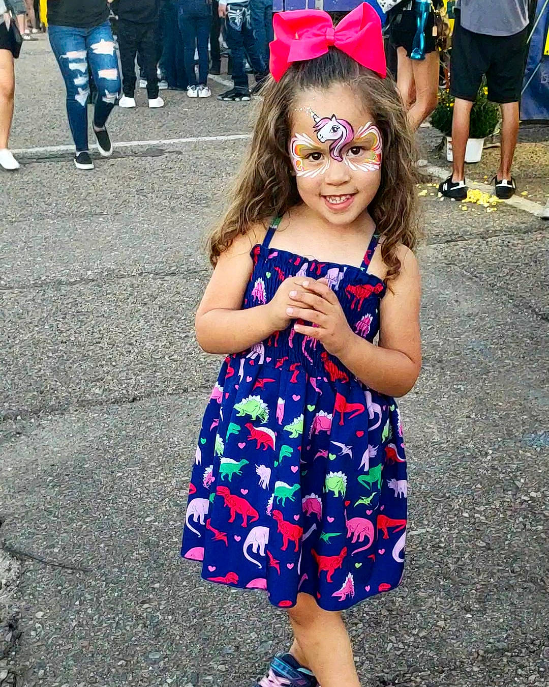 Emry is registered to the contest to win money with this photo: blue, child, day_dress, dress, electric_blue, eyewear, fun, gesture, hairstyle, happy, joy, one_piece_garment, person, photograph, pink, public_space, shoe, smile, summer, toddler