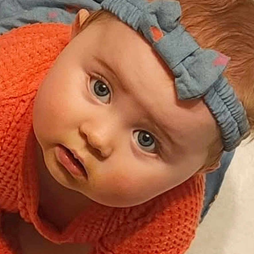 Piper is registered to the contest to win money with this photo: baby, babycrawling, blonde, bodypart, bonnet, cap, clothing, crawling, face, hair, happy, hat, head, knitwear, person, photography, portrait, smile, surprised, sweater