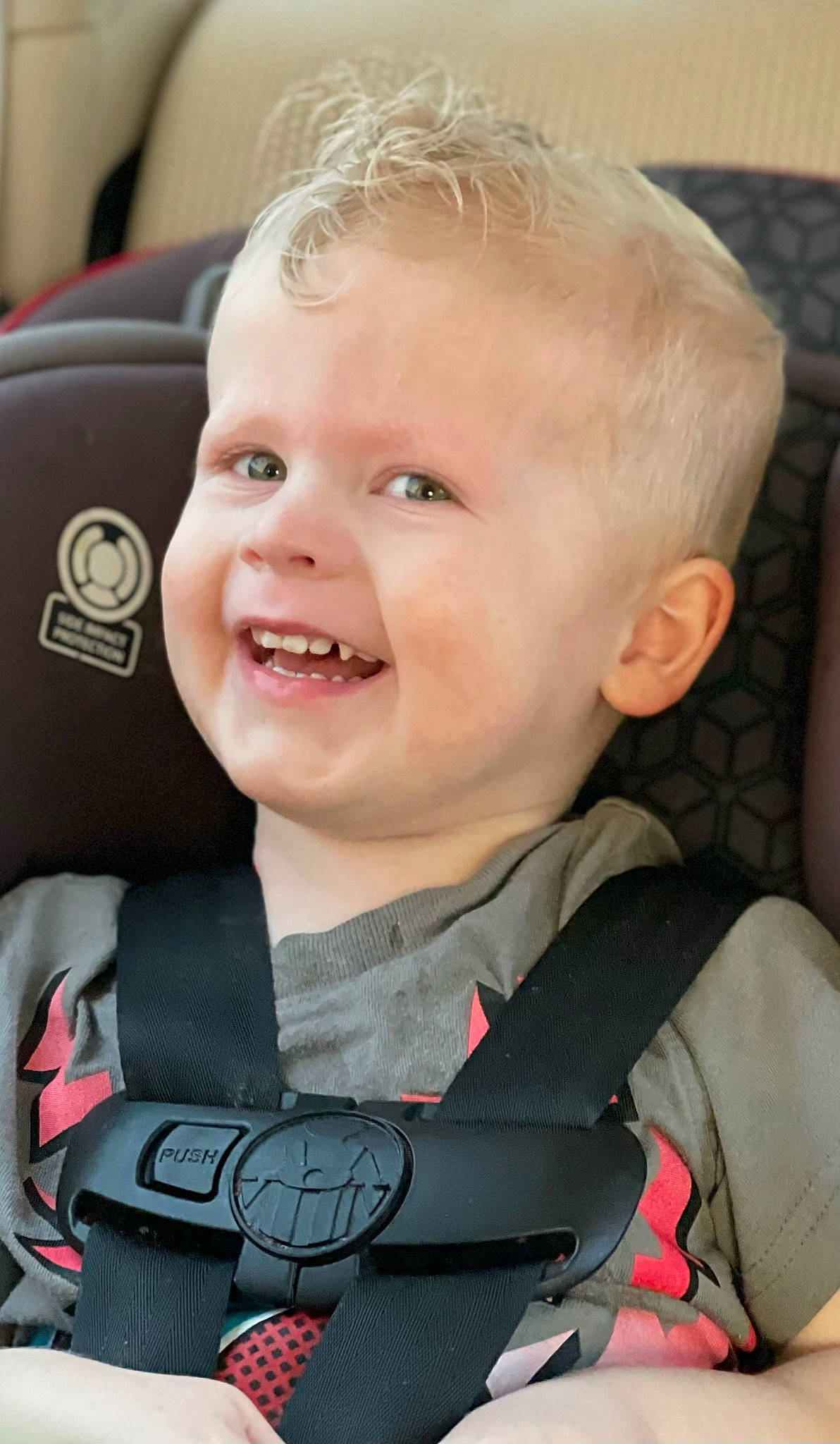 Luka joined the competition — help win amazing prizes! auto_part, baby, baby_products, baby_toddler_clothing, blond, car_seat, cheek, child, comfort, eyebrow, eyelash, fun, happy, iris, joy, nose, person, personal_protective_equipment, product, skin
