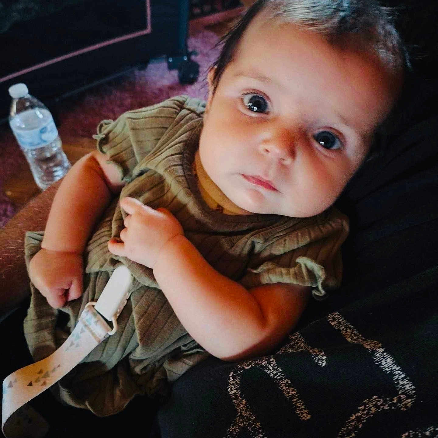 Marriott joined the competition — help win amazing prizes! baby, blade, bodypart, clothing, couch, dagger, face, finger, furniture, hand, head, indoors, knife, pants, person, photography, portrait, sitting, text, weapon