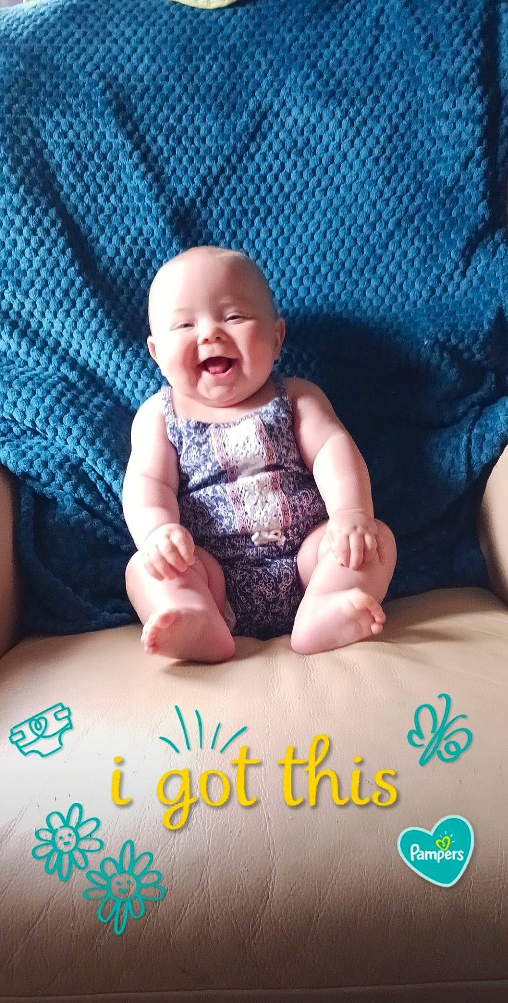 Dixie joined the competition — help win amazing prizes! baby, baby_toddler_clothing, child, comfort, dress, face, finger, hand, happy, magenta, mouth, pattern, person, pink, purple, skin, sleeve, smile, t_shirt, textile