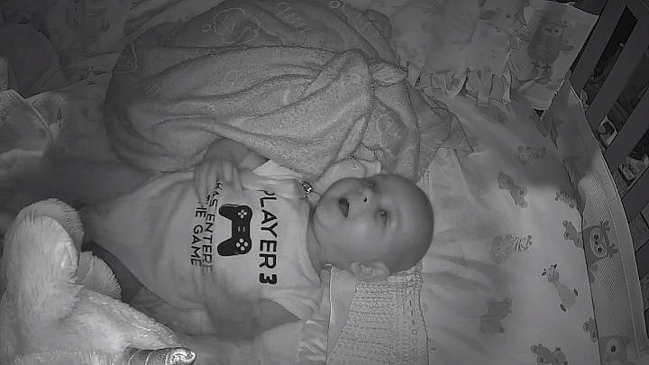 Thalia joined the competition — help win amazing prizes! baby, baby_toddler_clothing, bedtime, cheek, child, comfort, darkness, eyebrow, flash_photography, grey, happy, iris, monochrome, monochrome_photography, person, portrait_photography, room, sleep, toddler