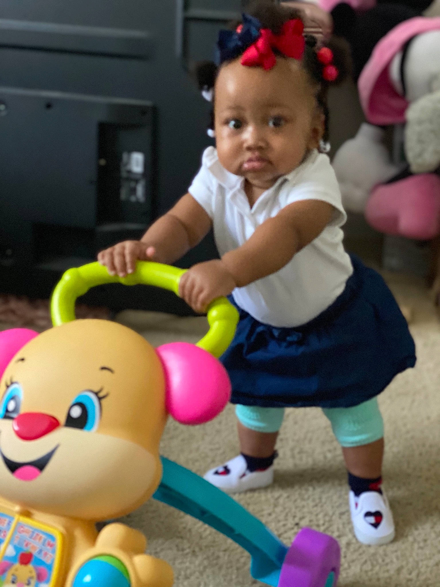 Kori joined the competition — help win amazing prizes! baby, baby_playing_with_toys, baby_toddler_clothing, beauty, child, facial_expression, fun, hairstyle, happy, head, leisure, organ, person, product, purple, riding_toy, skin, snapshot, toddler, toy