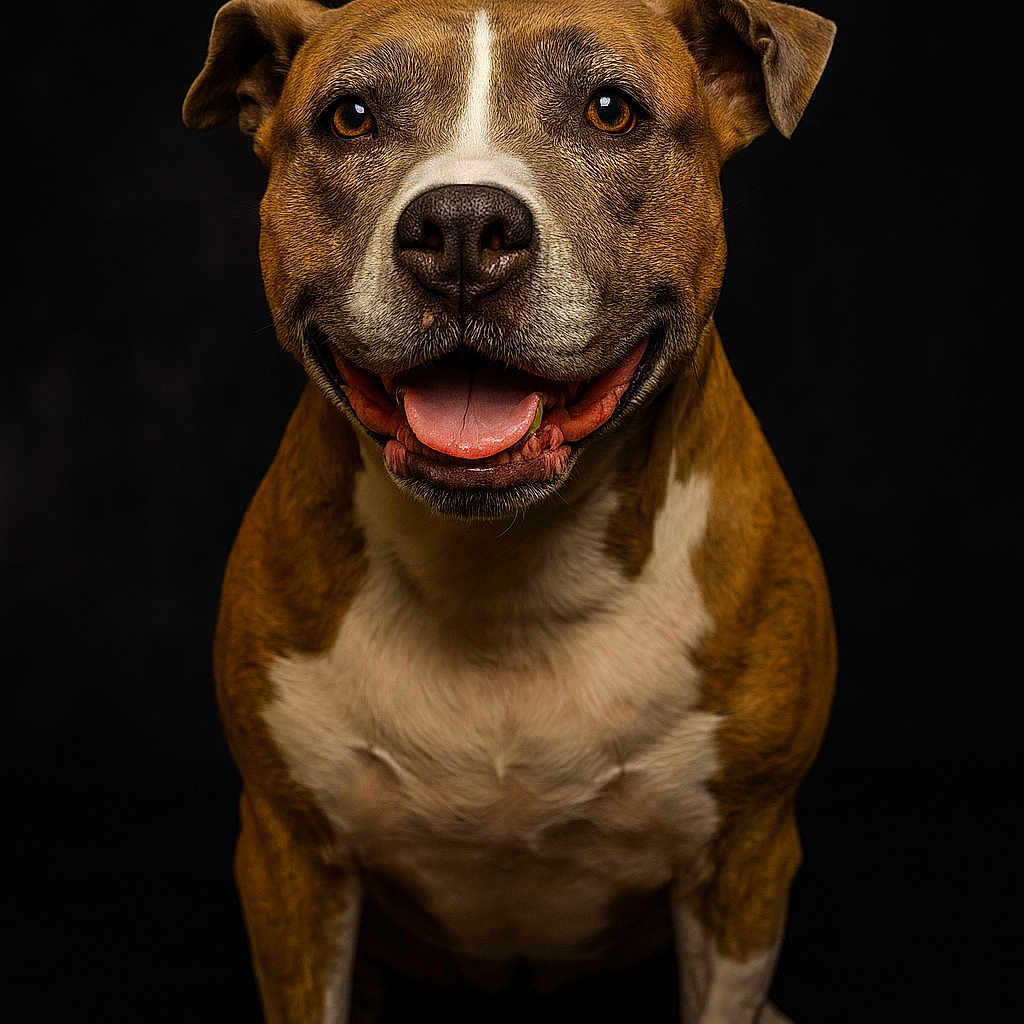 Aya a rejoint le concours — aidez-le/la à gagner de superbes lots ! animal, brown_coat, canine, close_up, dog, domestic_animal, ears, eyes, friendly, fur, happy, muzzle, nose, pet, portrait, sitting, smiling, studio_lighting, tongue_out, white_coat