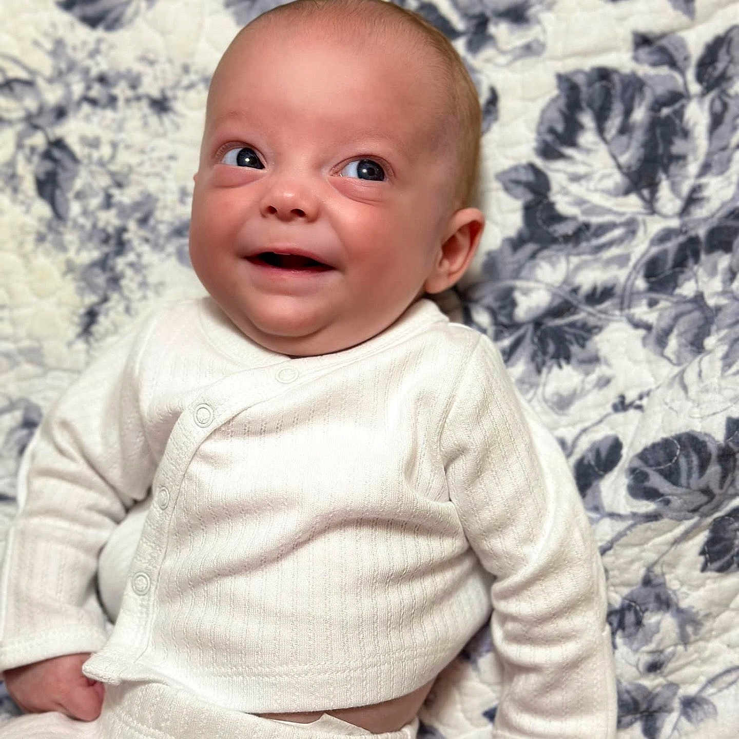 Lennox joined the competition — help win amazing prizes! baby, babylaughing, blonde, clothing, dress, face, hair, happy, head, laughing, longsleeve, newborn, pants, person, photography, portrait, quilt, shirt, sleeve, smile