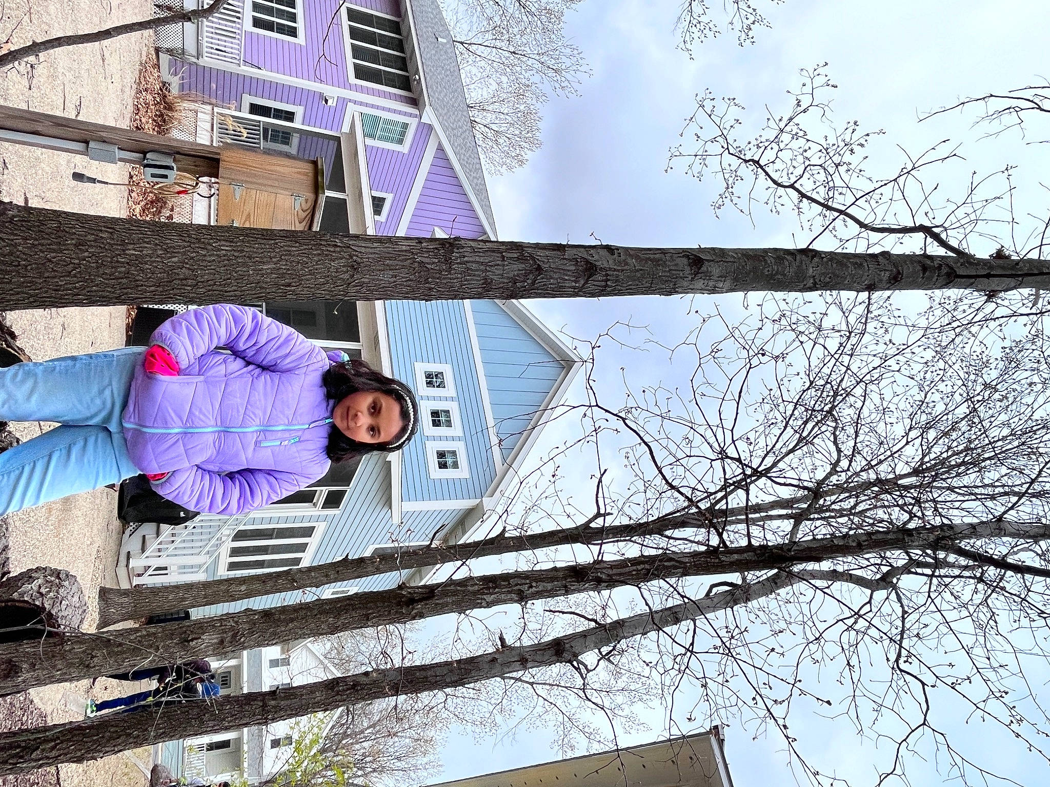 Anusha joined the competition — help win amazing prizes! building, cloud, facade, fun, house, leisure, magenta, person, plant, sky, tree, twig, window, winter, woody_plant