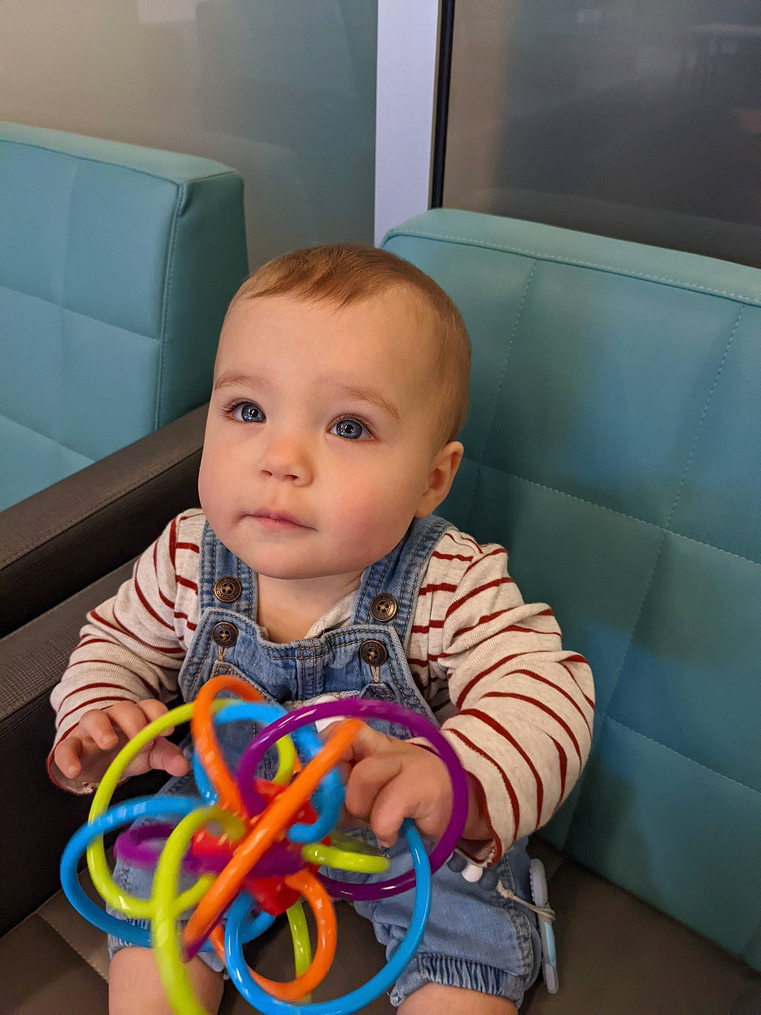 Cash joined the competition — help win amazing prizes! arm, baby, baby_toddler_clothing, child, chin, comfort, couch, electric_blue, fashion_accessory, finger, flooring, fun, happy, person, personal_protective_equipment, picture_frame, play, sitting, snapshot, thumb