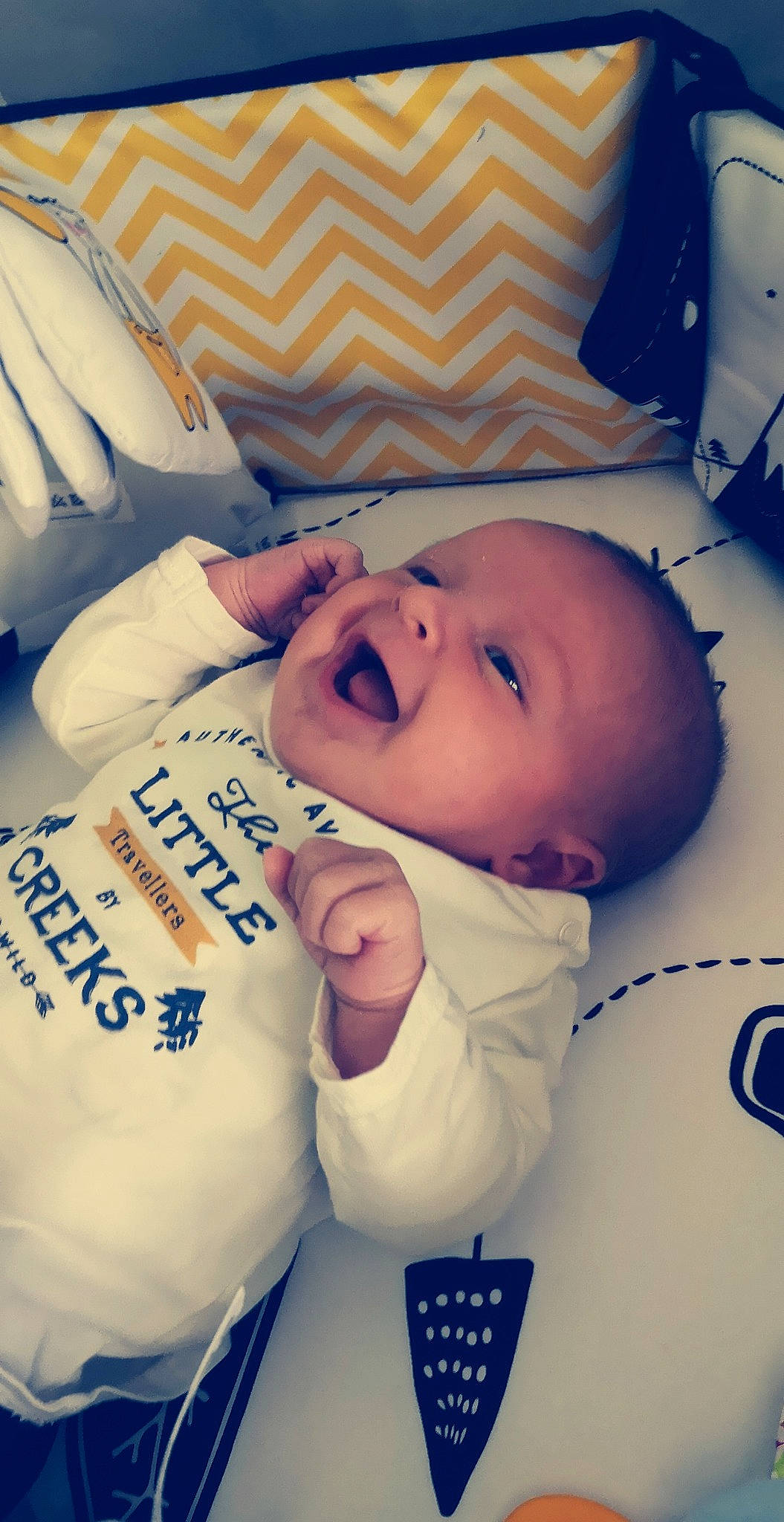 Wyatt participe au concours pour gagner de l'argent avec cette photo : baby, baby_toddler_clothing, cheek, child, comfort, cool, face, facial_expression, finger, happy, human, mammal, mouth, nose, person, skin, sleeve, smile, textile, toddler