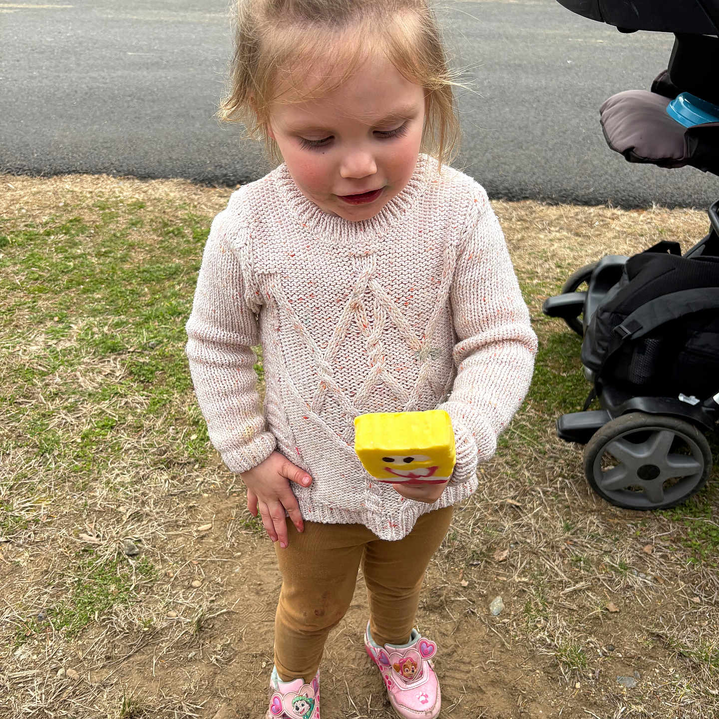 Skyla joined the competition — help win amazing prizes! adult, child, clothing, face, female, footwear, girl, grass, head, knitwear, machine, person, photography, plant, portrait, shoe, sweater, walking, wheel, woman