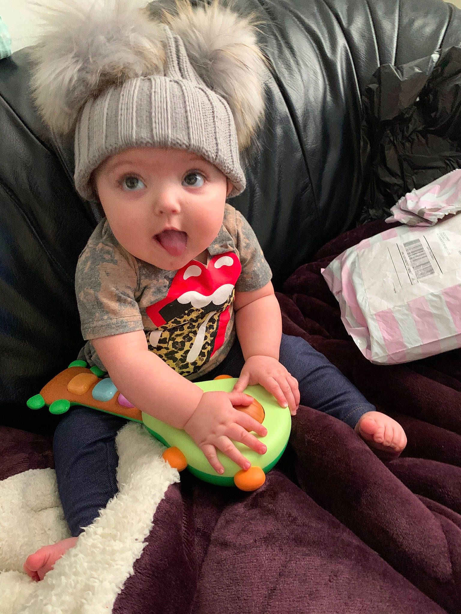 Cassidy joined the competition — help win amazing prizes! baby, child, headwear, person, play, surprise, toddler