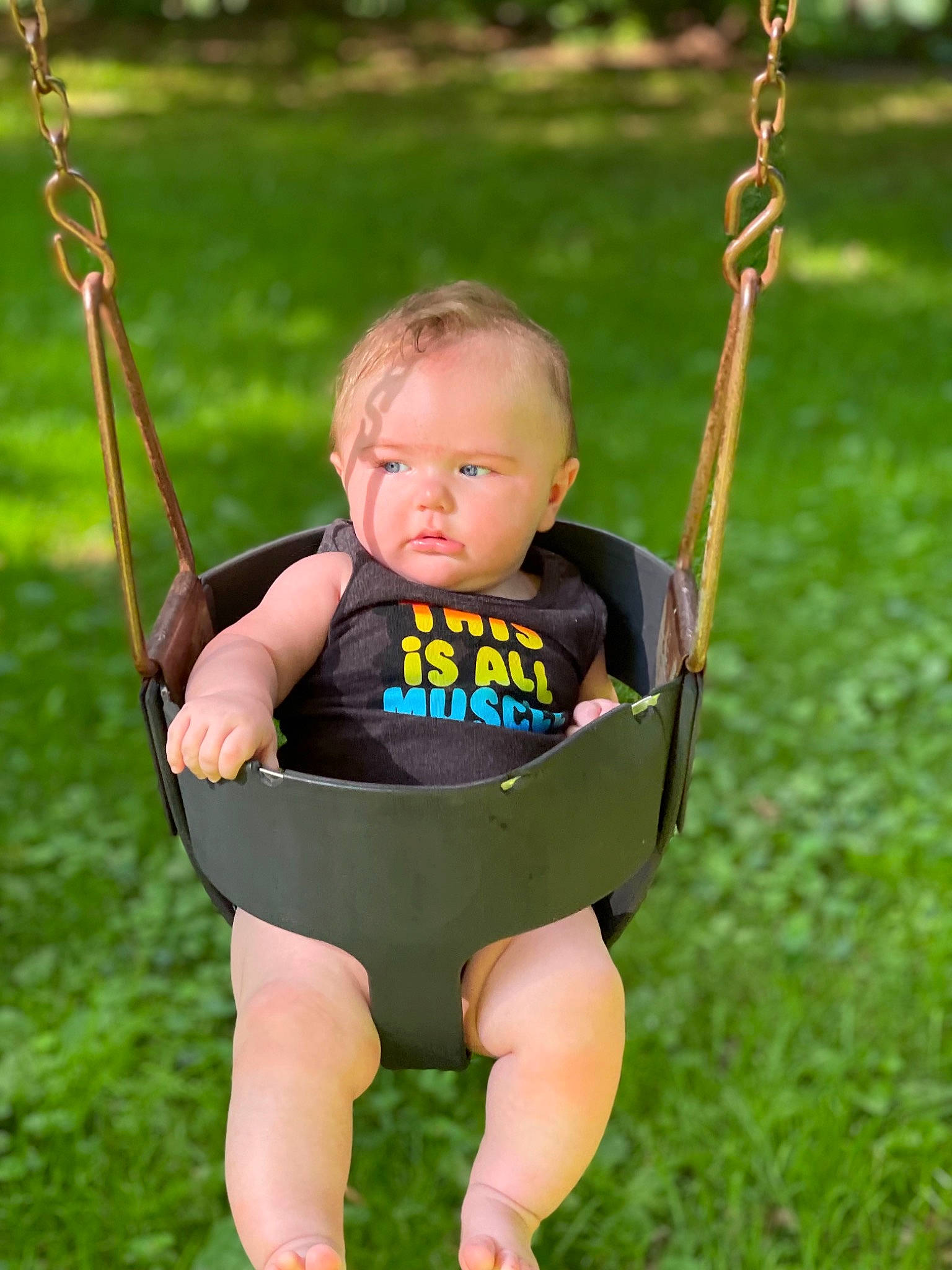 Malikai joined the competition — help win amazing prizes! arm, baby, baby_toddler_clothing, chin, eye, facial_expression, finger, grass, hair, hairstyle, hand, happy, head, human_body, people_in_nature, person, photograph, plant, product, skin