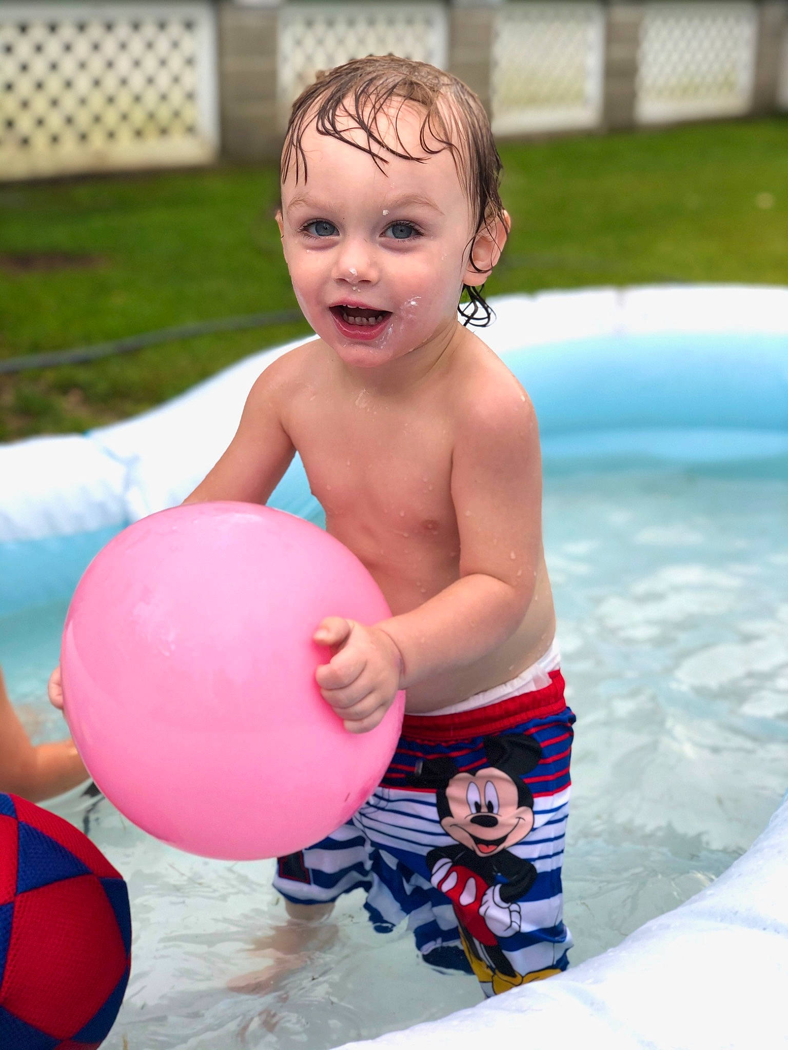 Rhydian joined the competition — help win amazing prizes! baby, ball, child, fun, games, inflatable, leisure, person, play, recreation, smile, summer, swimming_pool, toddler, vacation