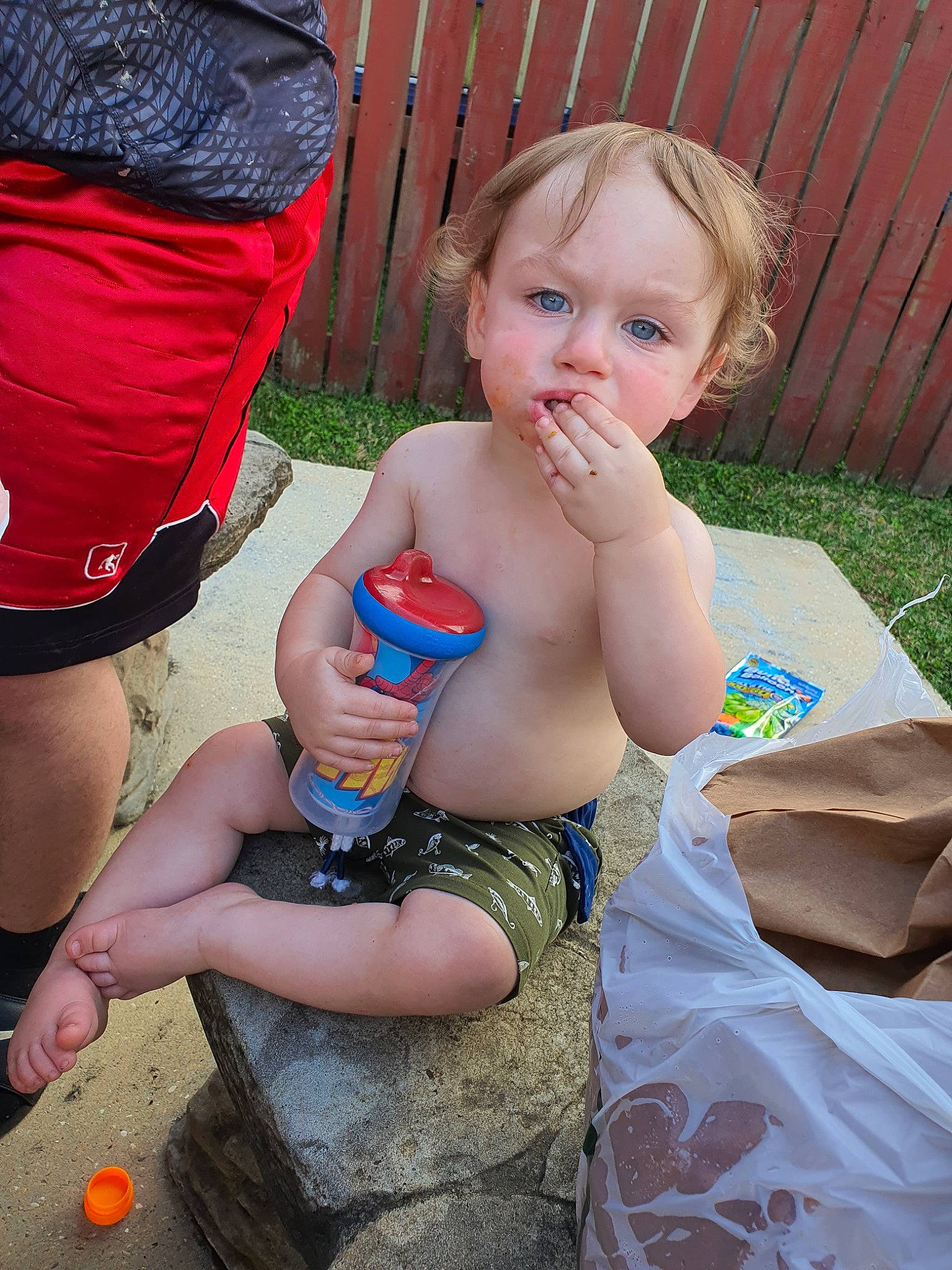 Rhydian is registered to the contest to win money with this photo: child, fun, leg, person, play, sitting, summer, toddler, trunk, vacation, water
