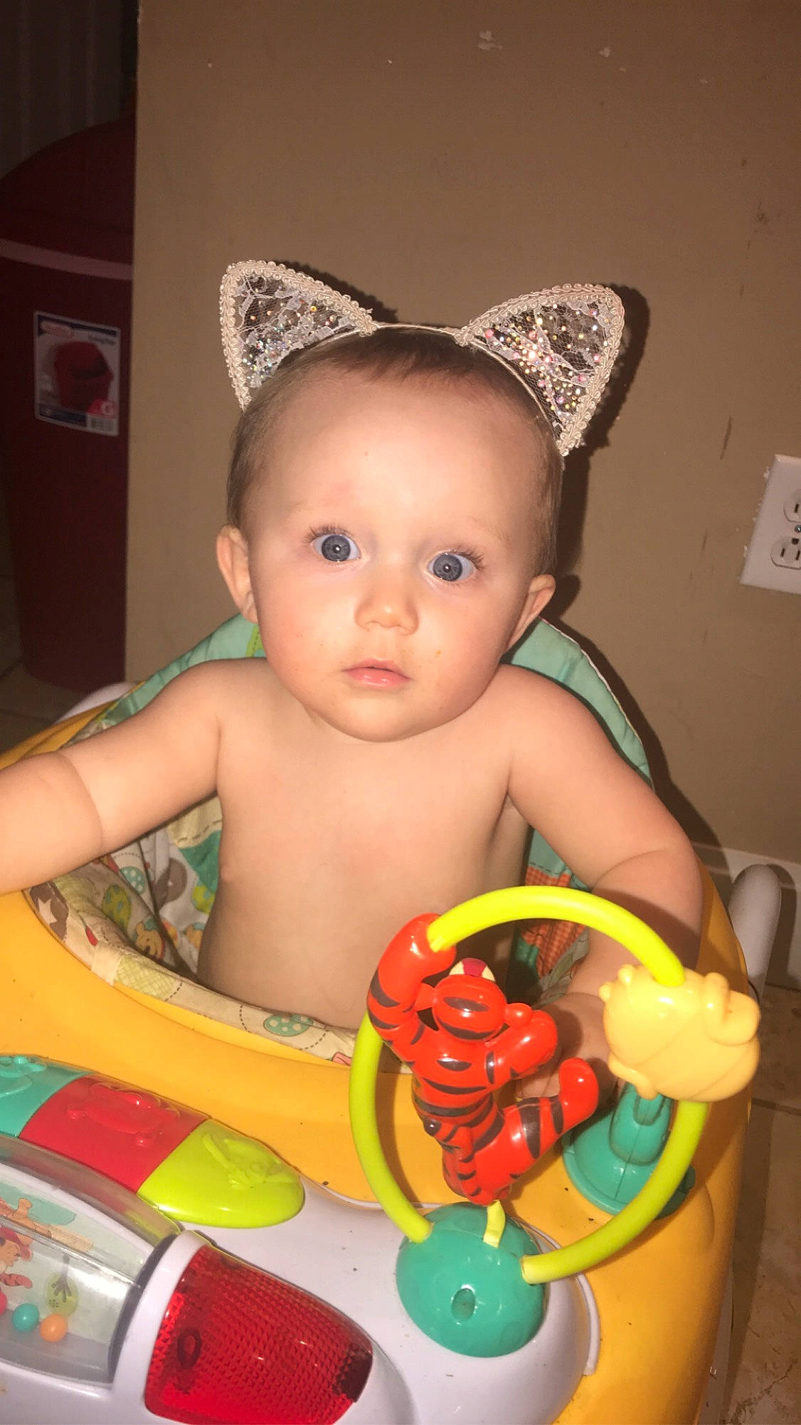 Rhea is registered to the contest to win money with this photo: baby, baby_products, baby_toys, child, ear, hair_accessory, headgear, person, play, product, skin, toddler, toy