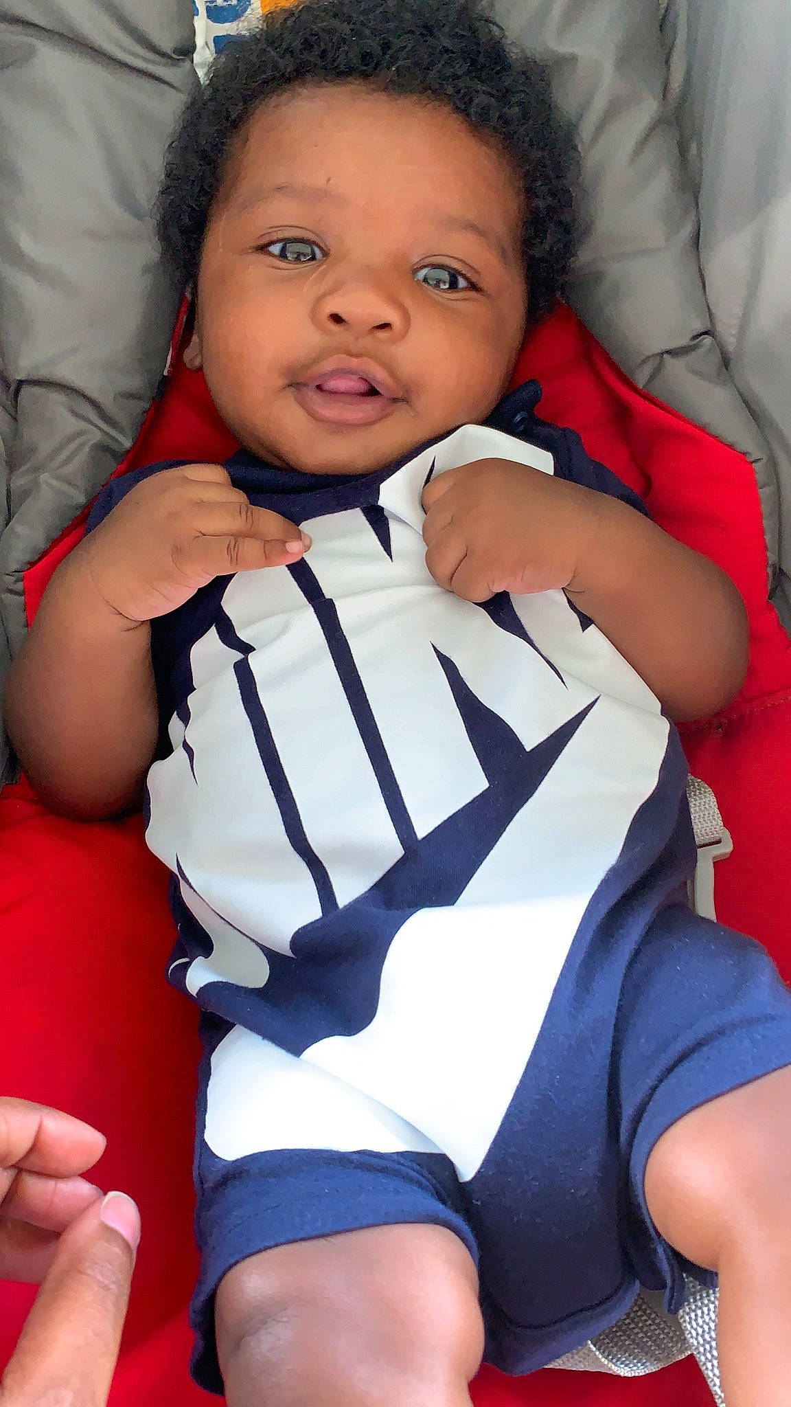 Christian Nolan Wooten is registered to the contest to win money with this photo: arm, baby, black_hair, cheek, child, finger, leg, person, skin, thigh, thumb, toddler