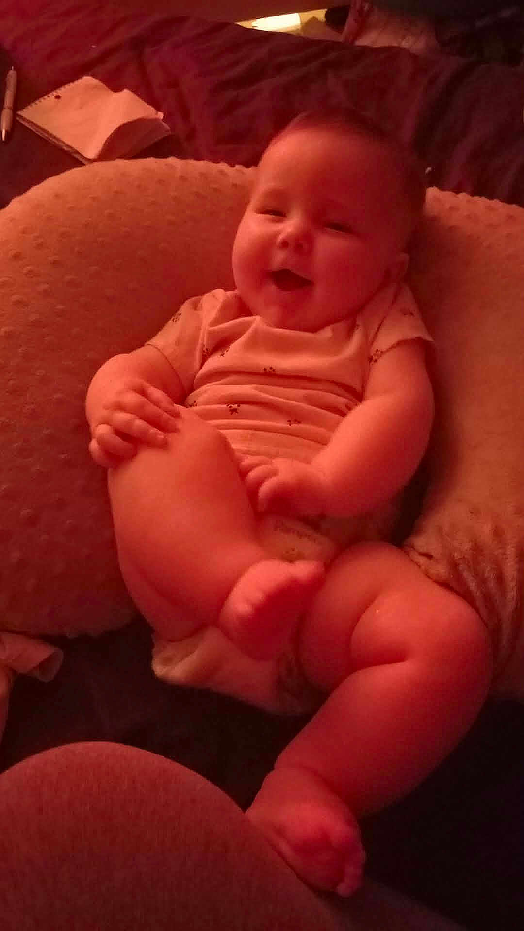 Niylia joined the competition — help win amazing prizes! baby, infant, smile, pillow, onesie, diaper, chubby, toes, legs, hands, bed, blanket, cozy, indoor, portrait, cute, happy, nursery, relaxed, texture