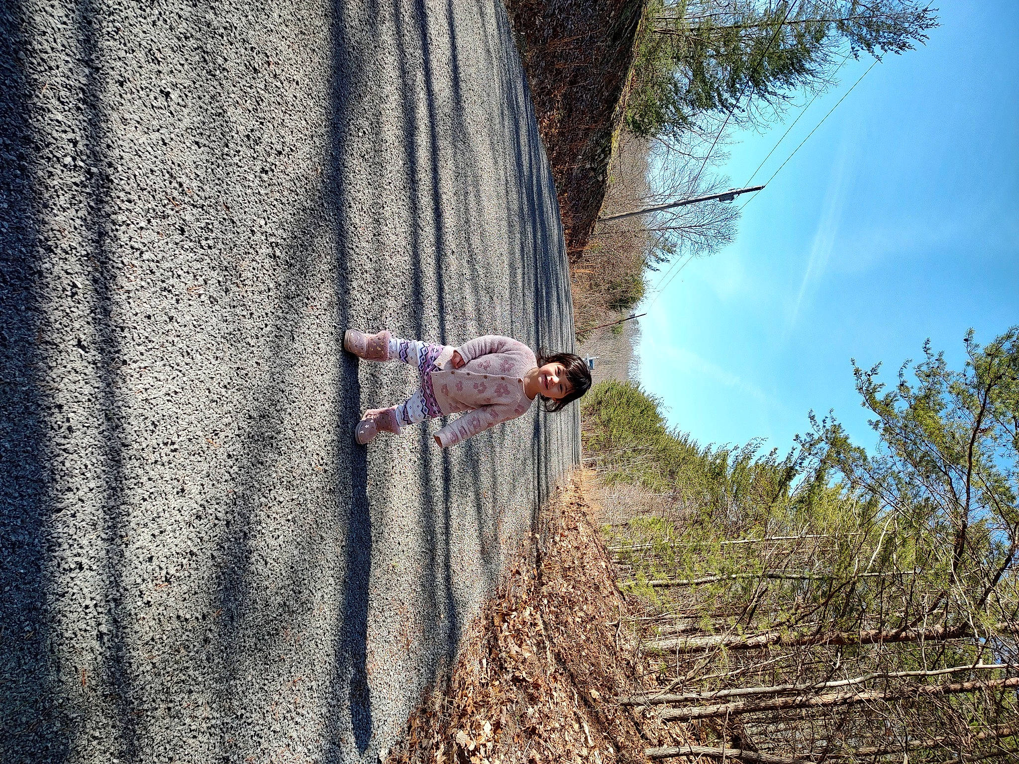 Kimberly is registered to the contest to win money with this photo: forest, fun, grass, grass_family, joy, landscape, leisure, people_in_nature, person, plant, recreation, rock, shadow, sky, slope, soil, tree, trunk, twig, water