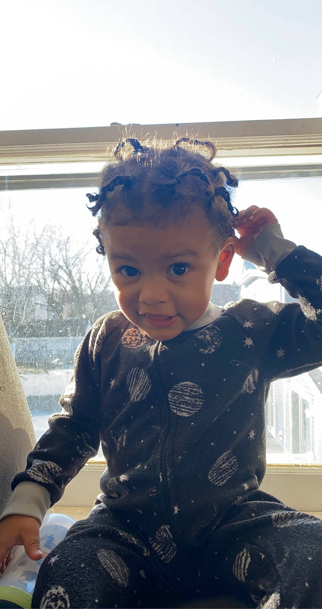 Kayden joined the competition — help win amazing prizes! baby, baby_toddler_clothing, beauty, black_hair, cheek, child, cool, fashion_accessory, fun, hair_accessory, hairstyle, happy, headgear, headpiece, lip, person, sitting, skin, sleeve, standing