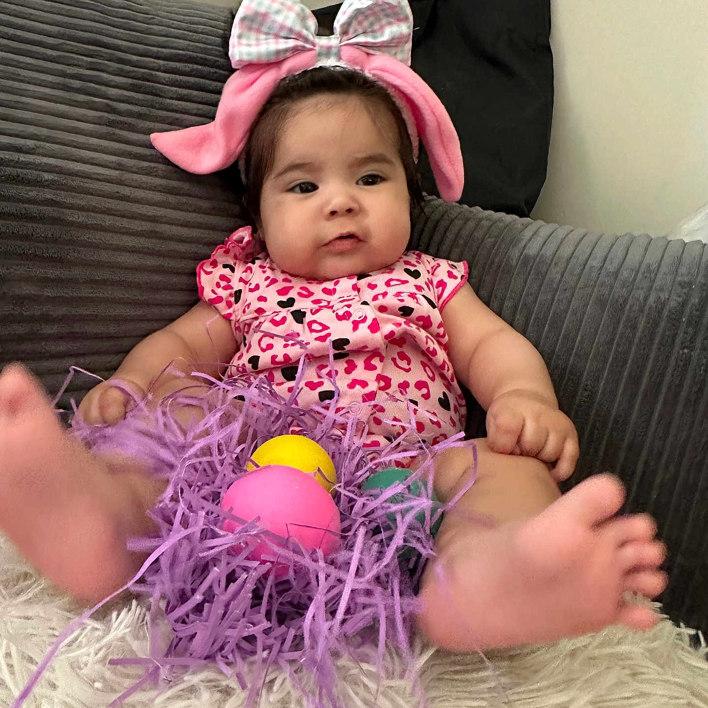 Camile joined the competition — help win amazing prizes! accessories, baby, bed, clothing, costume, couch, cushion, egg, face, food, furniture, hat, head, homedecor, indoors, person, photography, pillow, portrait, purple