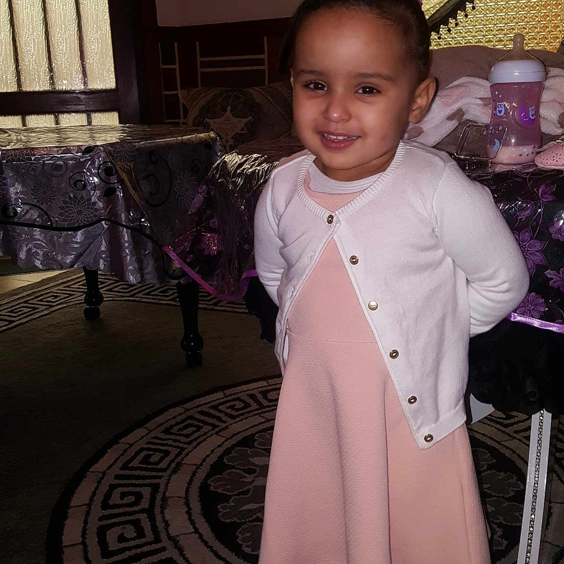 Myriam a rejoint le concours — aidez-le/la à gagner de superbes lots ! beauty, child, costume, day, dress, fun, girl, joy, person, pink, product, purple, skin, smile, snapshot, standing, textile, toddler
