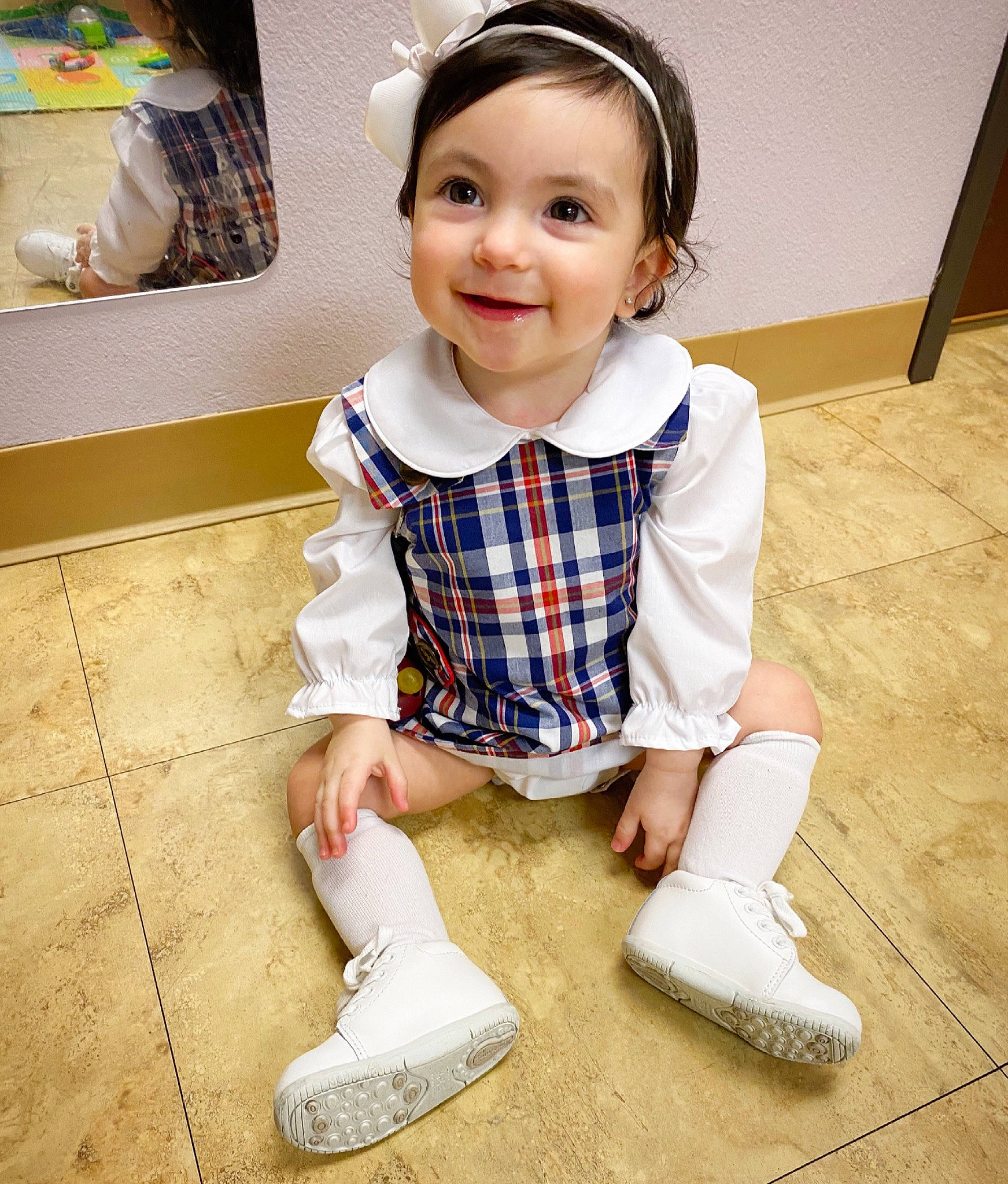 Kollins joined the competition — help win amazing prizes! baby, baby_toddler_clothing, child, collar, cool, dress_shirt, face, flash_photography, hairstyle, happy, joy, knee, neck, person, plaid, shoe, sleeve, smile, sneakers, sock